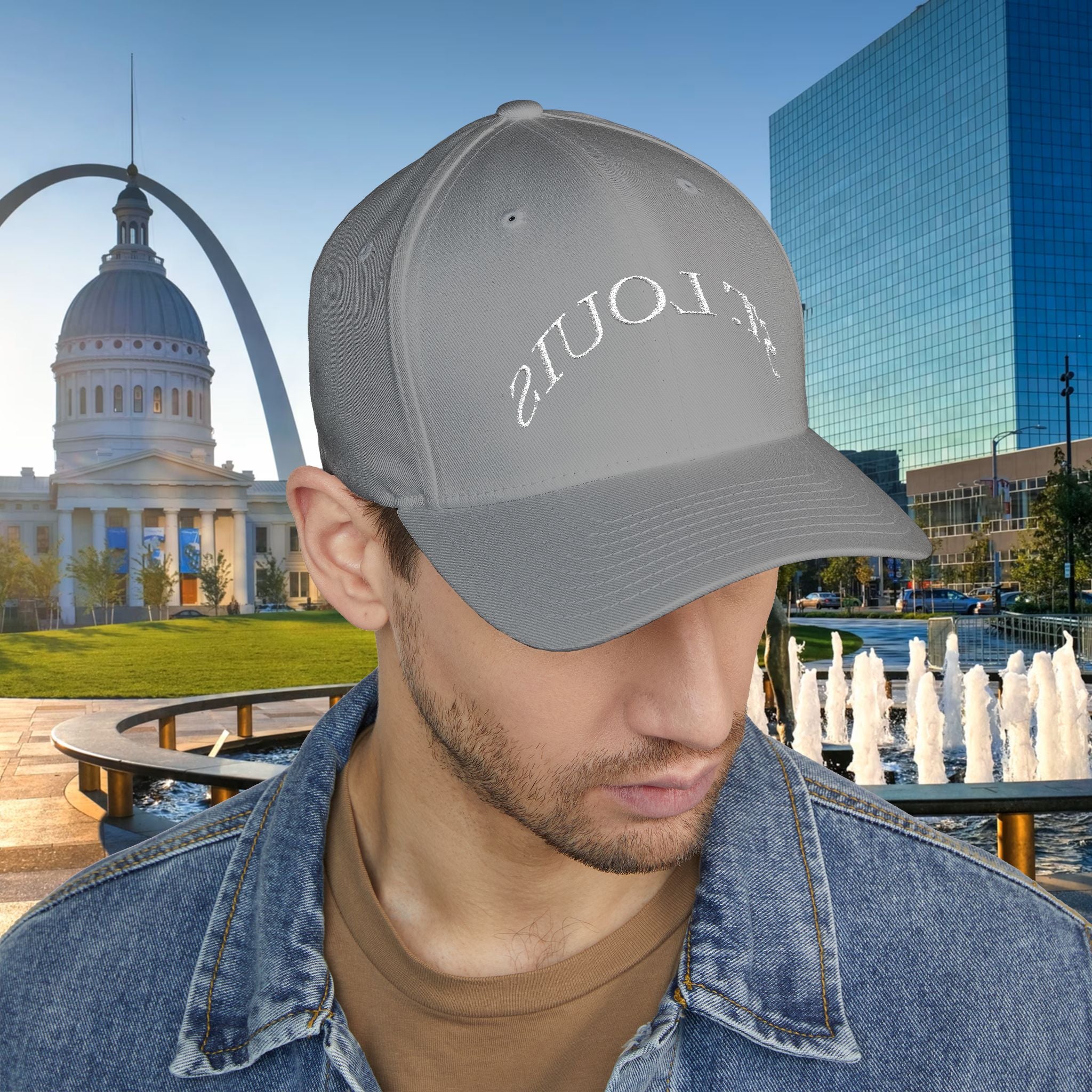 Embroidered "St. Louis" Closed-Back Structured Cap — Baseball Hat with 314 Retro Logo