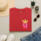 Queen Q Crown T‑Shirt — Pink & Gold Heart Logo Tee