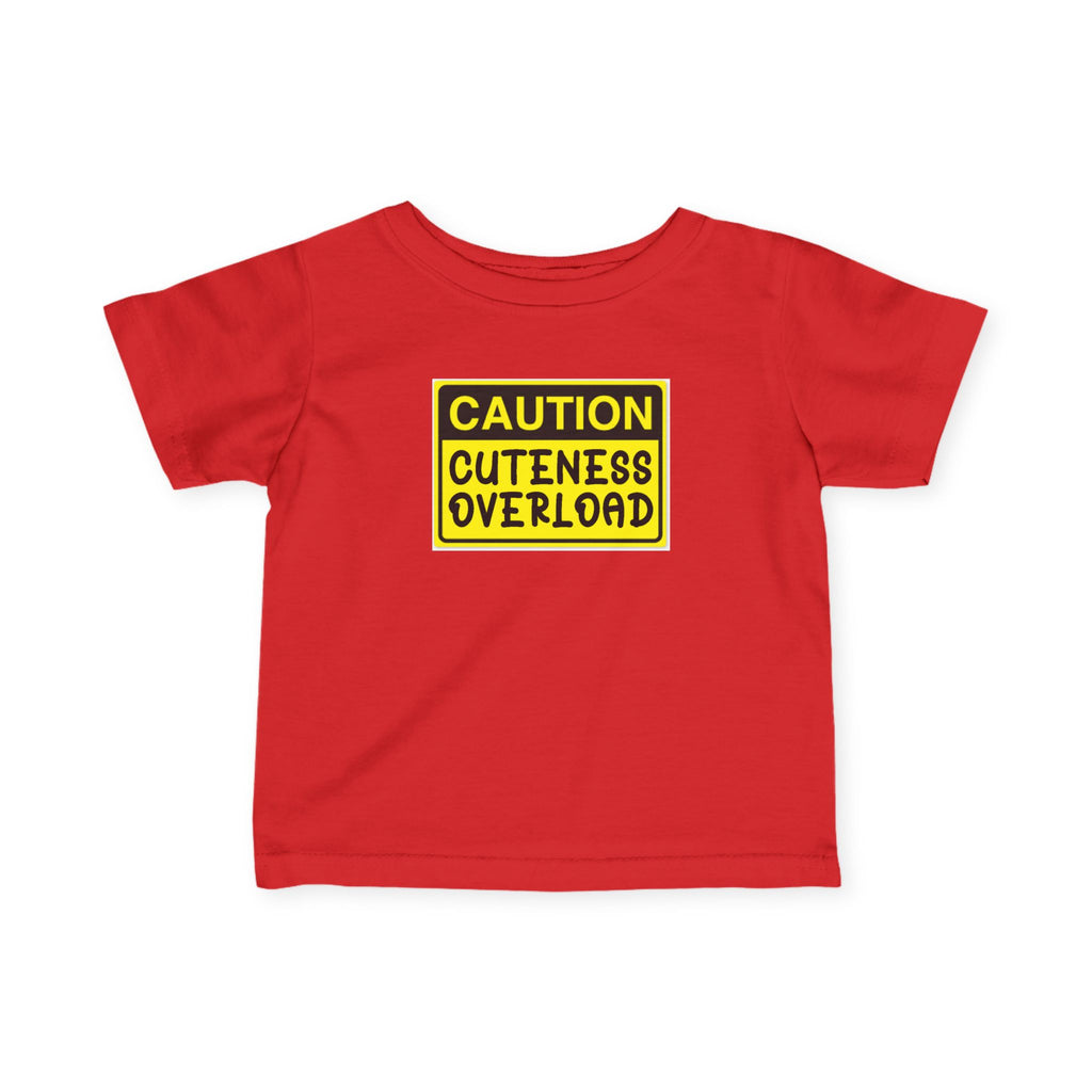 "Caution: Cuteness Overload" —  Baby T‑Shirt (Yellow Warning Sign) - 314 Originals