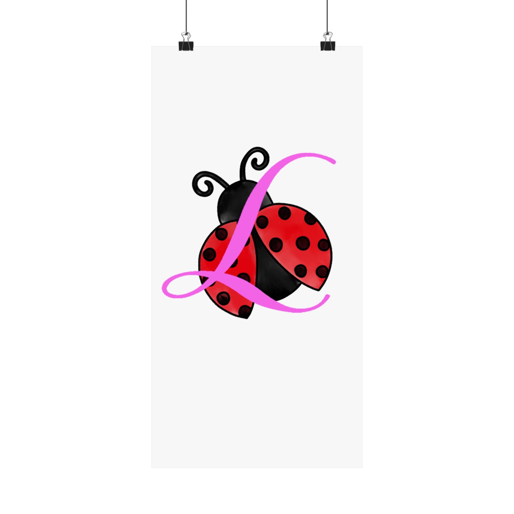 Ladybug Initial “L” Matte Poster — Cute Nursery Wall Art for Girls Printify Poster  314 Originals