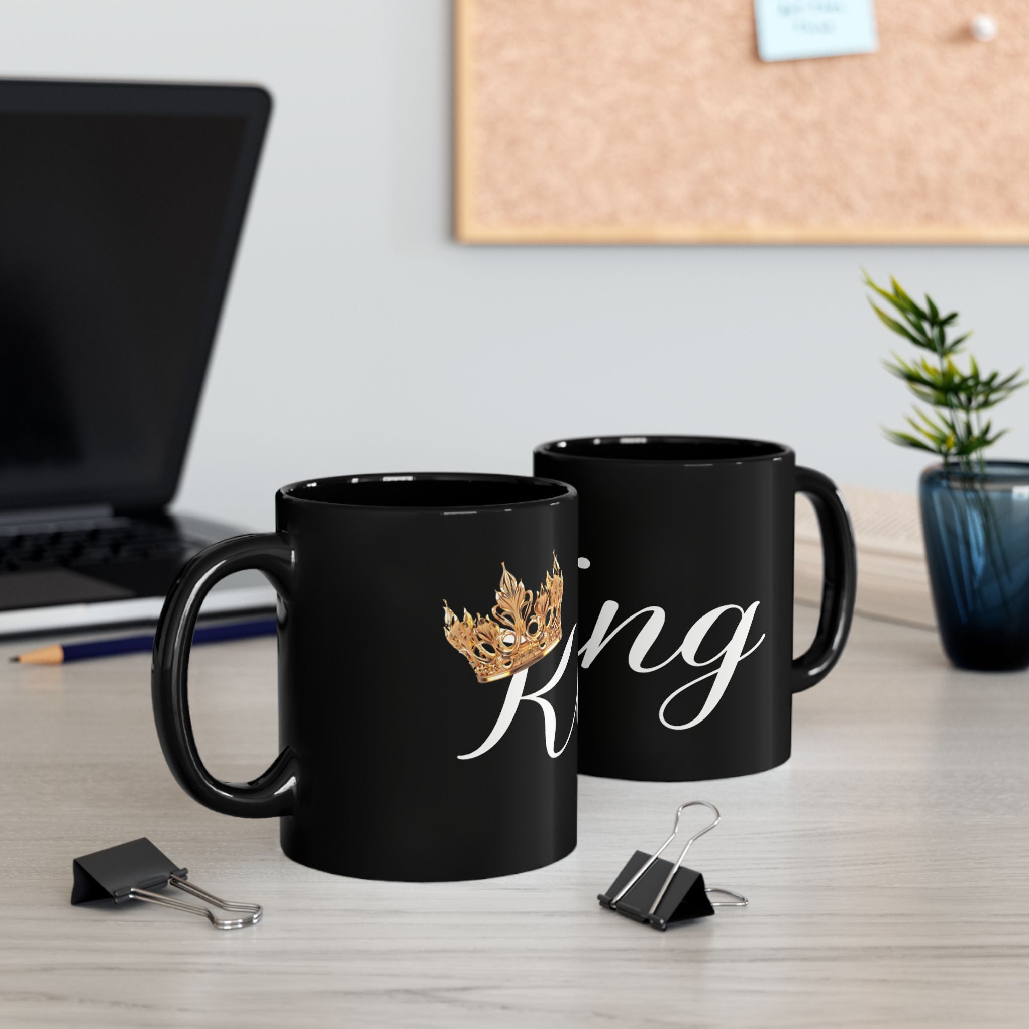 King Crown Black Coffee Mug – Elegant Script Royalty Gift (11oz & 15oz) - 314 Originals