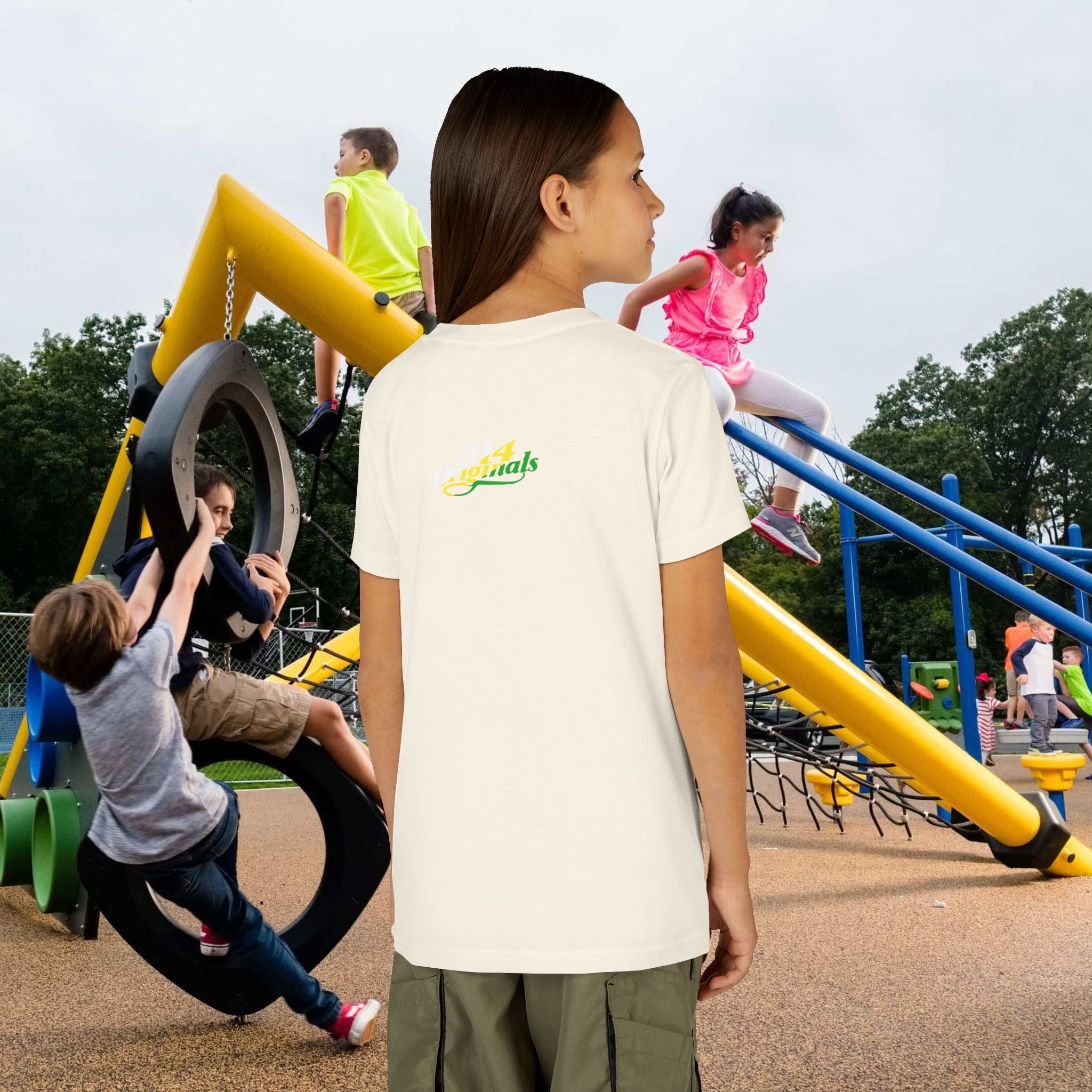 Girl's "Favorite Kid" Retro Yellow & Green Graphic T-Shirt