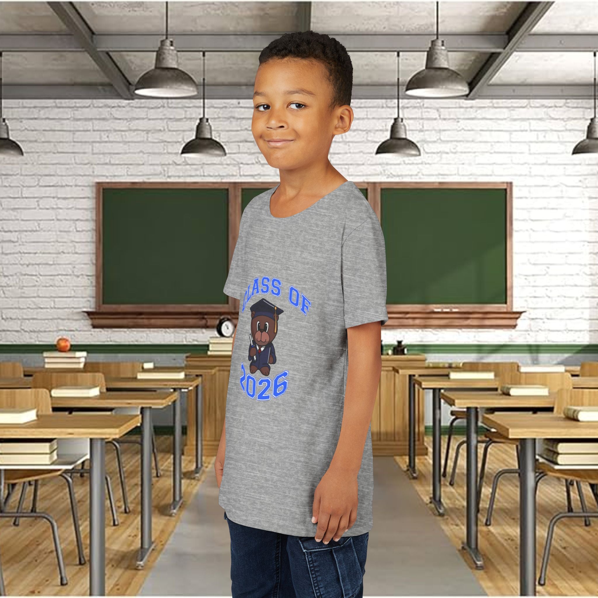 Class of 2026 Kids Graduation T‑Shirt — Cute Graduate Bear Youth Tee