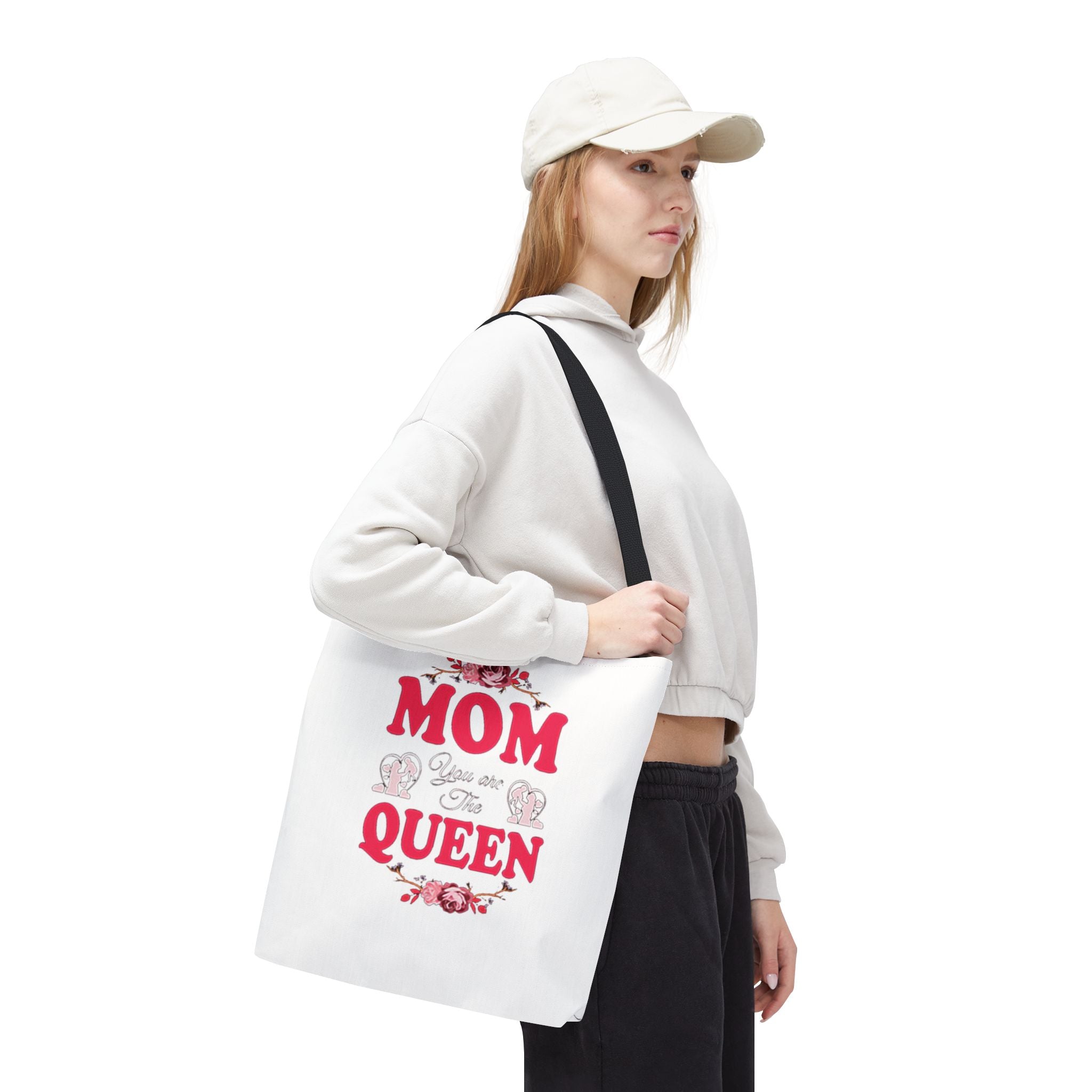 "Mom You're the Queen" Floral Mother's Day Tote Bag Printify Bags  314 Originals