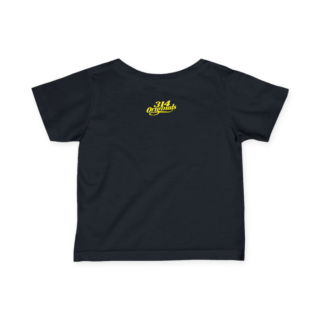 "Caution: Cuteness Overload" —  Baby T‑Shirt (Yellow Warning Sign) - 314 Originals