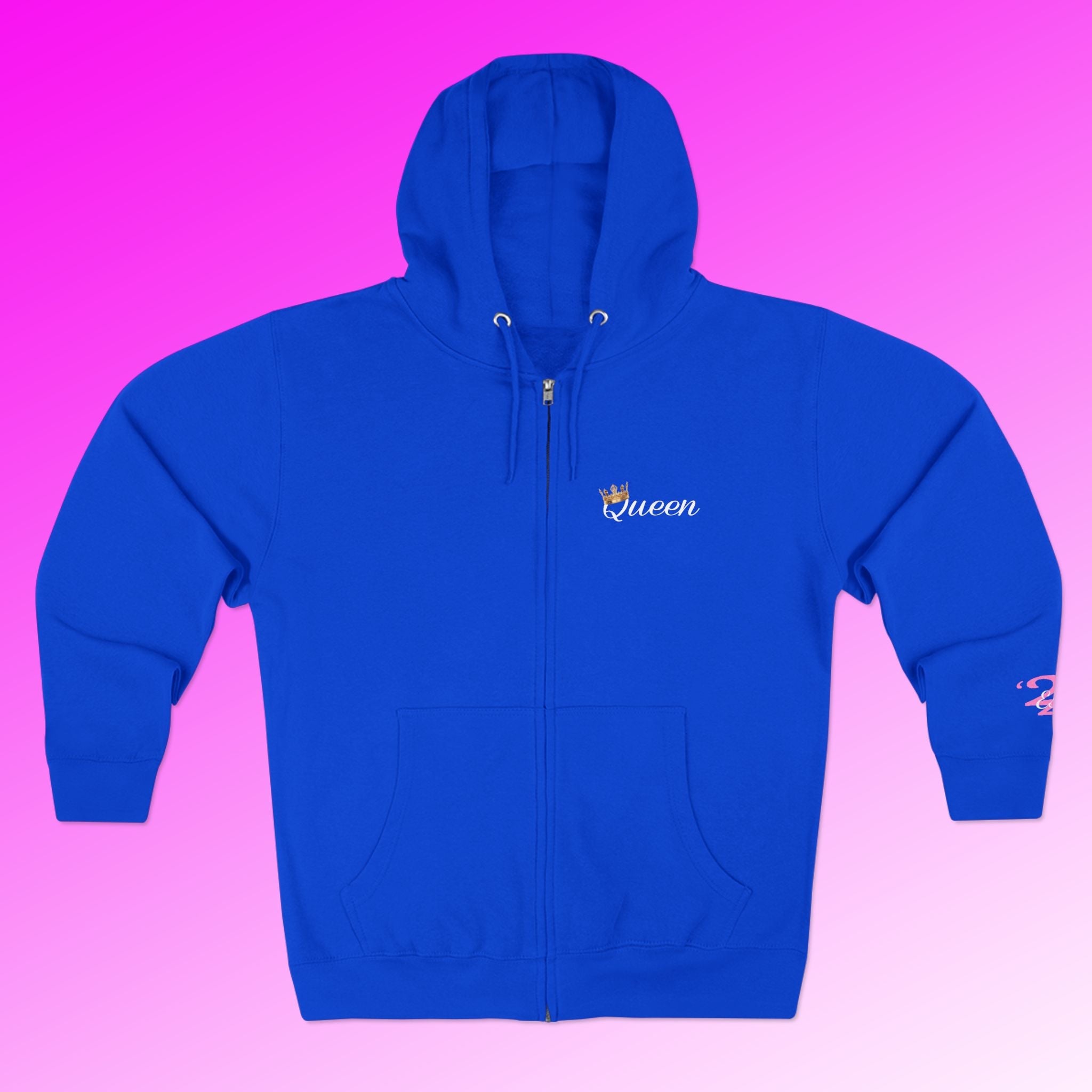 'Queen' Chest Logo Zip Hoodie — Women's Urban Streetwear Printify Hoodie  314 Originals