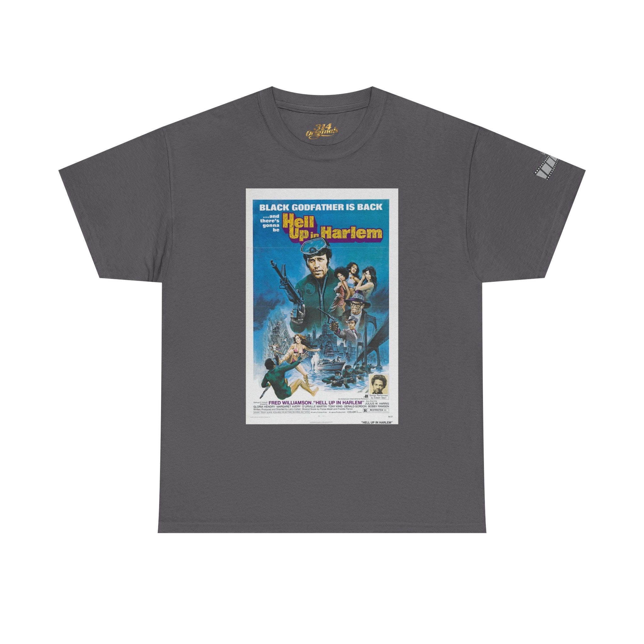 'Hell Up in Harlem' Retro Blaxploitation Graphic Tee Printify T-Shirt  314 Originals