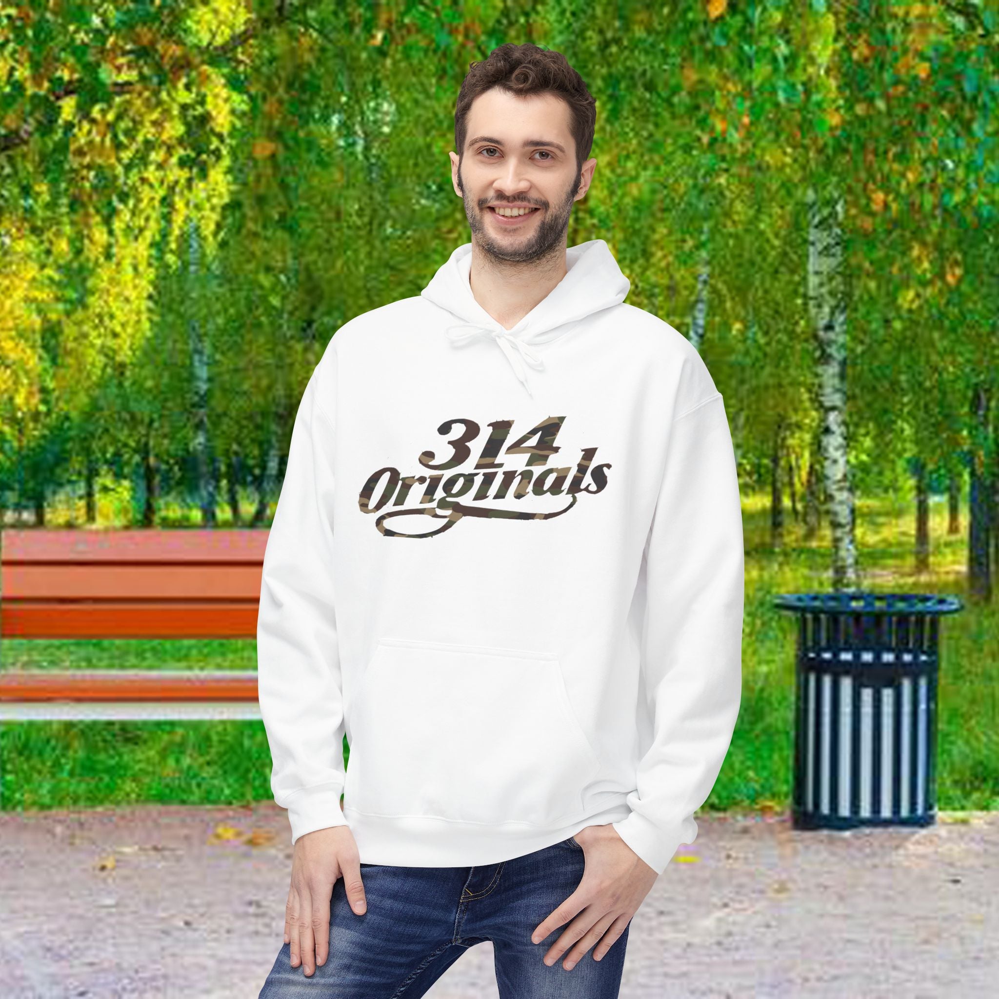 314 Originals Camo Hoodie — Retro Script Logo Pullover - 314 Originals