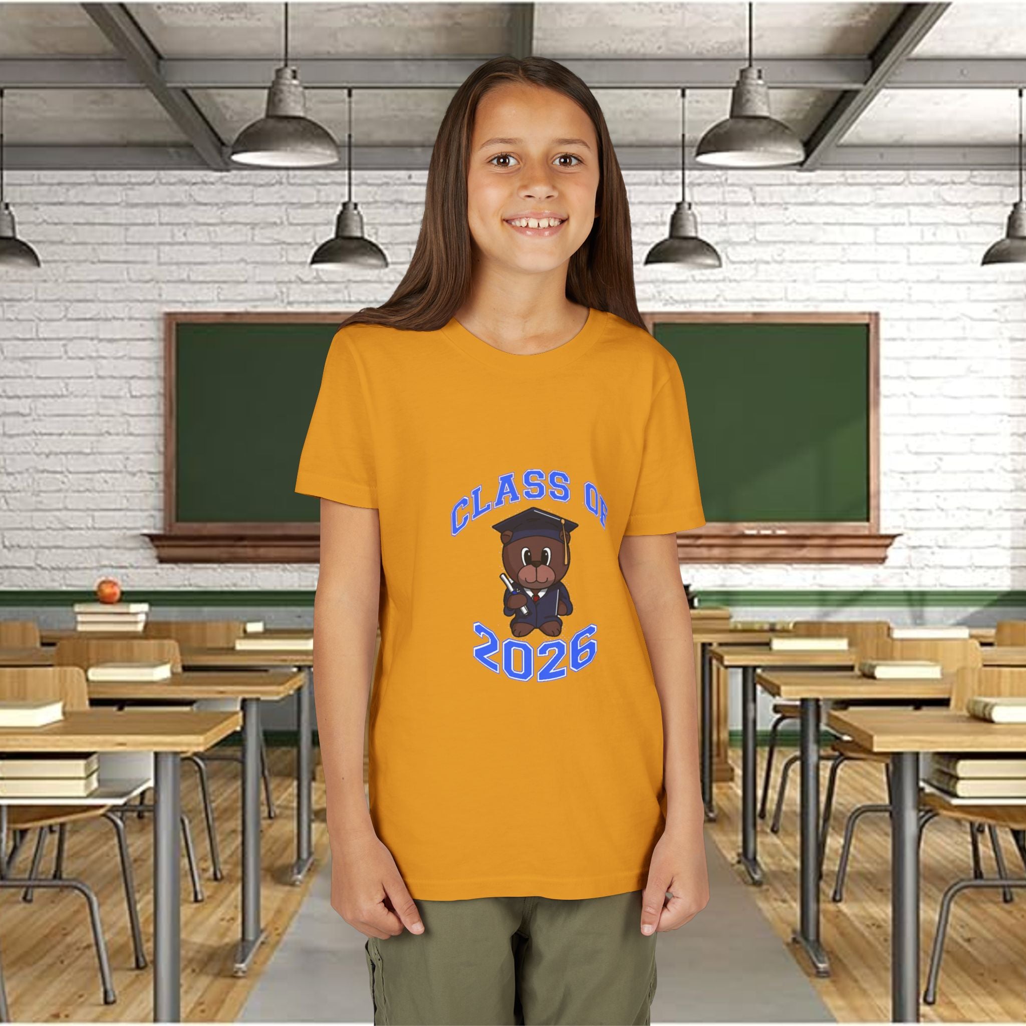 Class of 2026 Kids Graduation T‑Shirt — Cute Graduate Bear Youth Tee