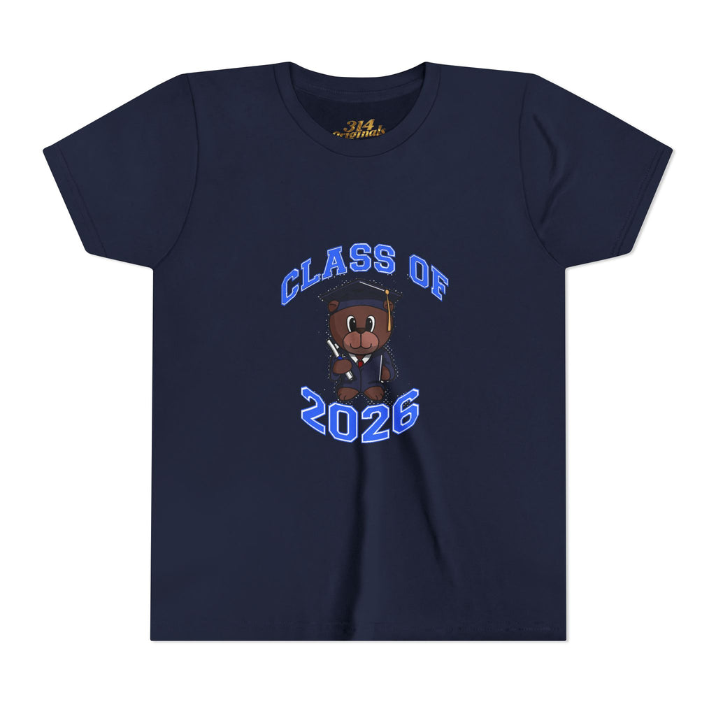 Class of 2026 Kids Graduation T‑Shirt — Cute Graduate Bear Youth Tee