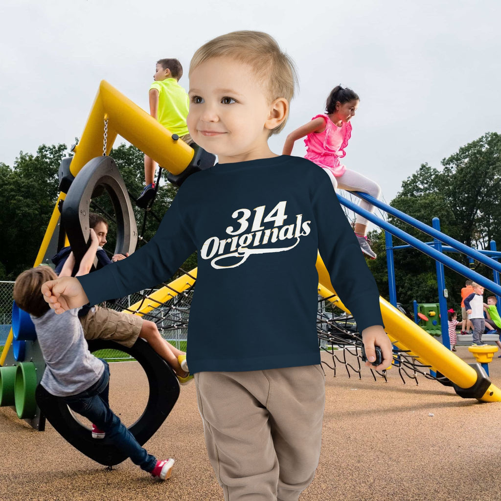 Toddler Long Sleeve Tee — "314 Originals" Retro Script Kids Shirt - 314 Originals