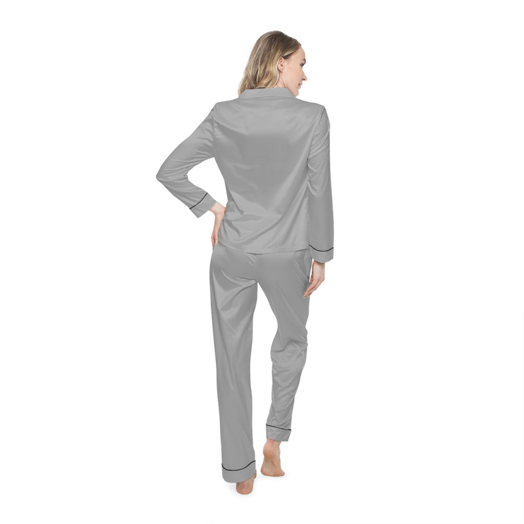Women's Light Grey Satin Pajama Set — Luxurious Sleepwear Printify All Over Prints  314 Originals