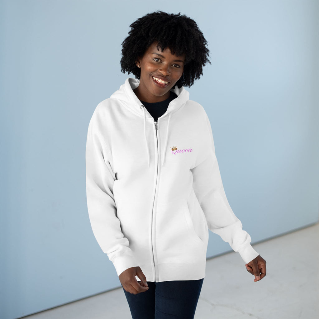 'Queen' Chest Logo Zip Hoodie — Women's Urban Streetwear Printify Hoodie  314 Originals