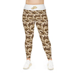 Brown Camo Plus Size Leggings — Subtle Side Script Graphic, Comfortable Everyday Activewear - 314 Originals