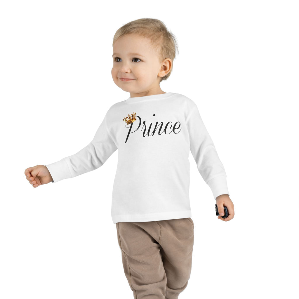 Prince Toddler Long Sleeve Tee — Gold Crown Script Printify Kids clothes  314 Originals