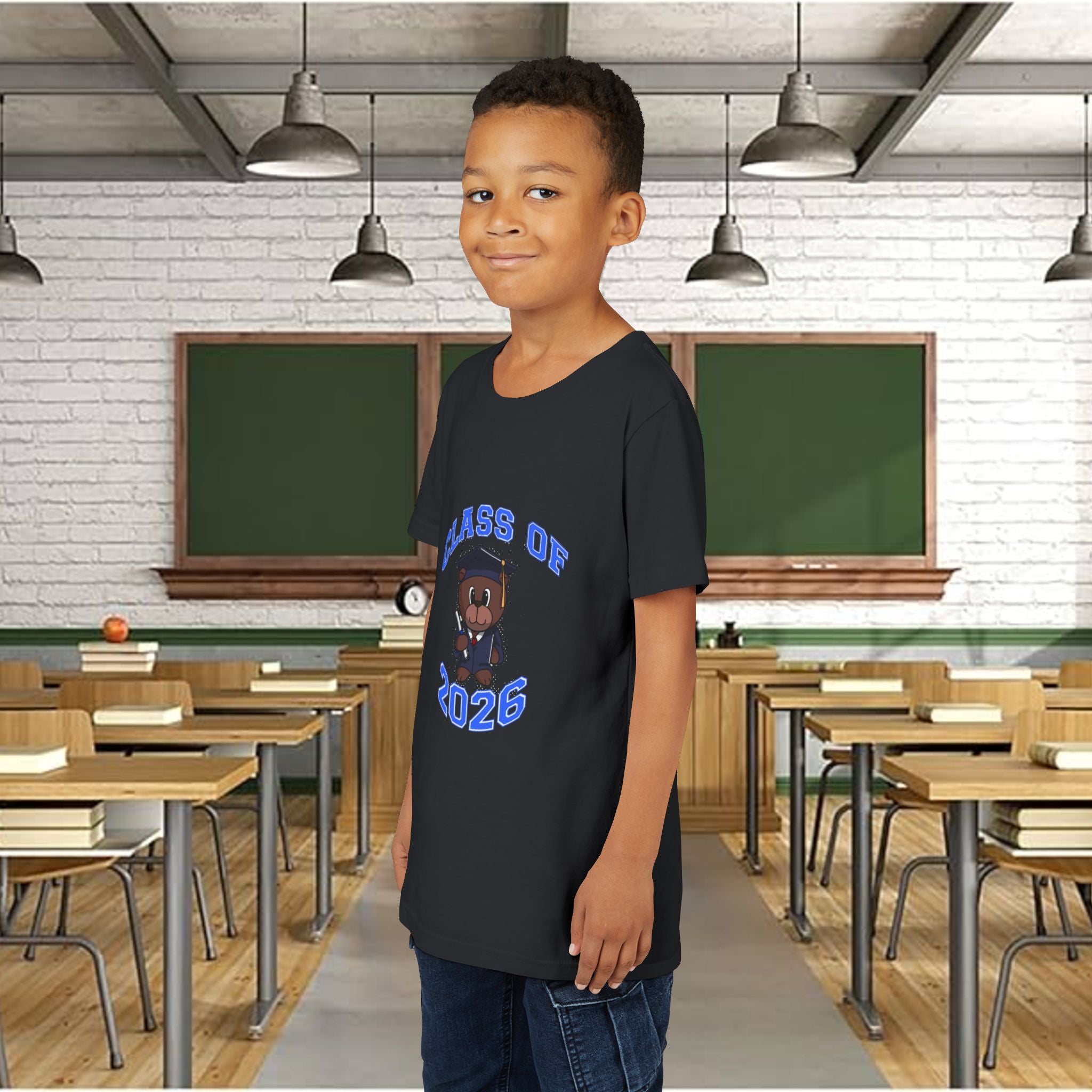 Class of 2026 Kids Graduation T‑Shirt — Cute Graduate Bear Youth Tee
