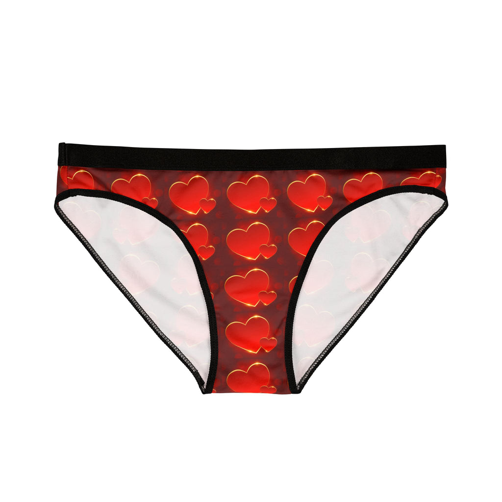 Heart Pattern Bikini Briefs — Red Romantic Women's Underwear for Valentine's Day