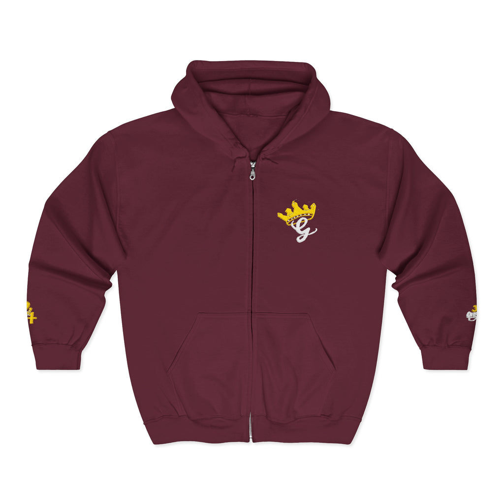King's Gear Zip Hoodie — Full‑Zip with Gold Crown Emblem - 314 Originals