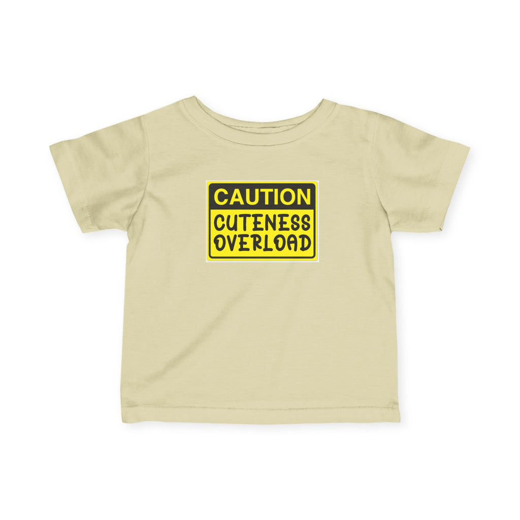 "Caution: Cuteness Overload" —  Baby T‑Shirt (Yellow Warning Sign) - 314 Originals