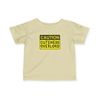 "Caution: Cuteness Overload" —  Baby T‑Shirt (Yellow Warning Sign) - 314 Originals