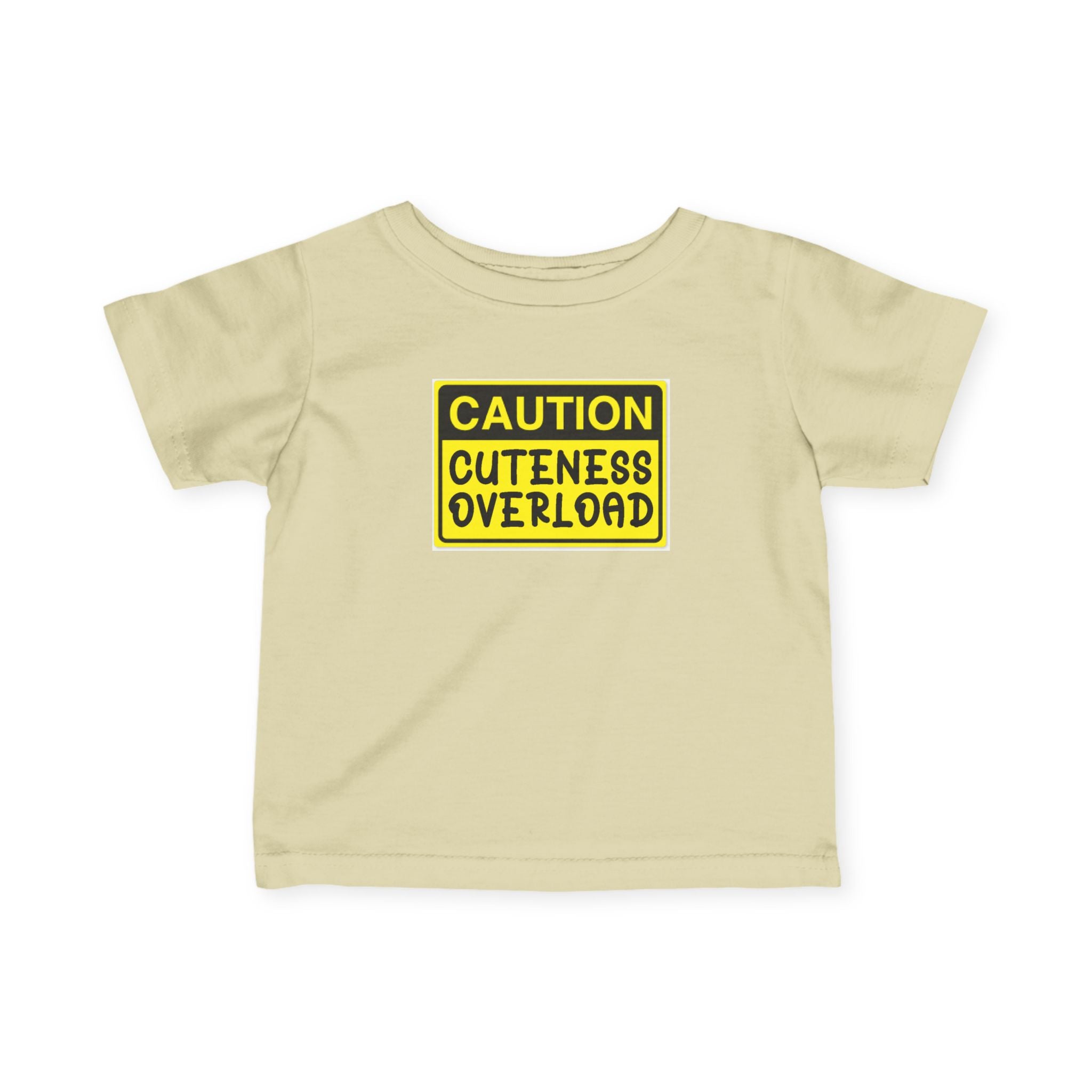 "Caution: Cuteness Overload" —  Baby T‑Shirt (Yellow Warning Sign) - 314 Originals