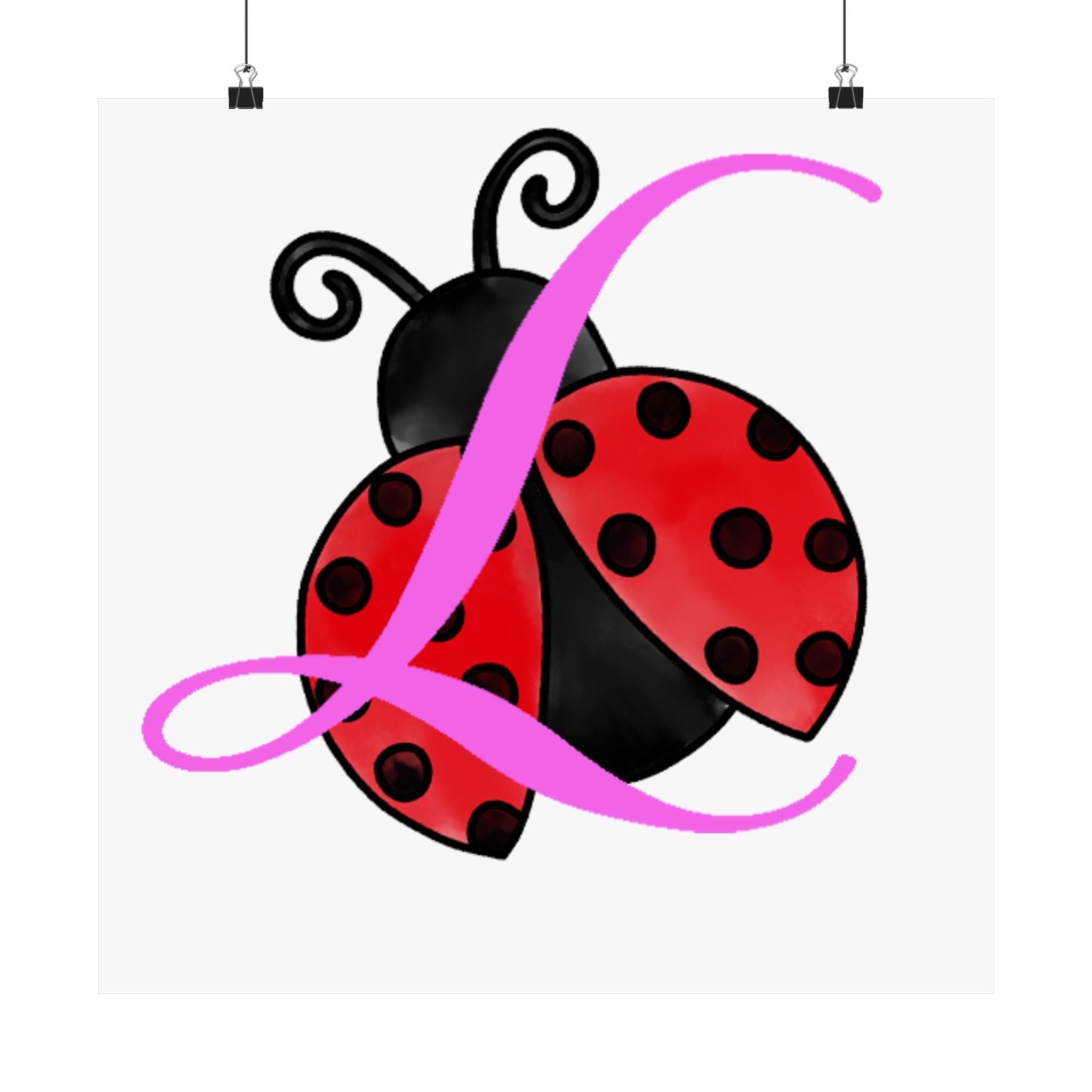 Ladybug Initial “L” Matte Poster — Cute Nursery Wall Art for Girls Printify Poster  314 Originals