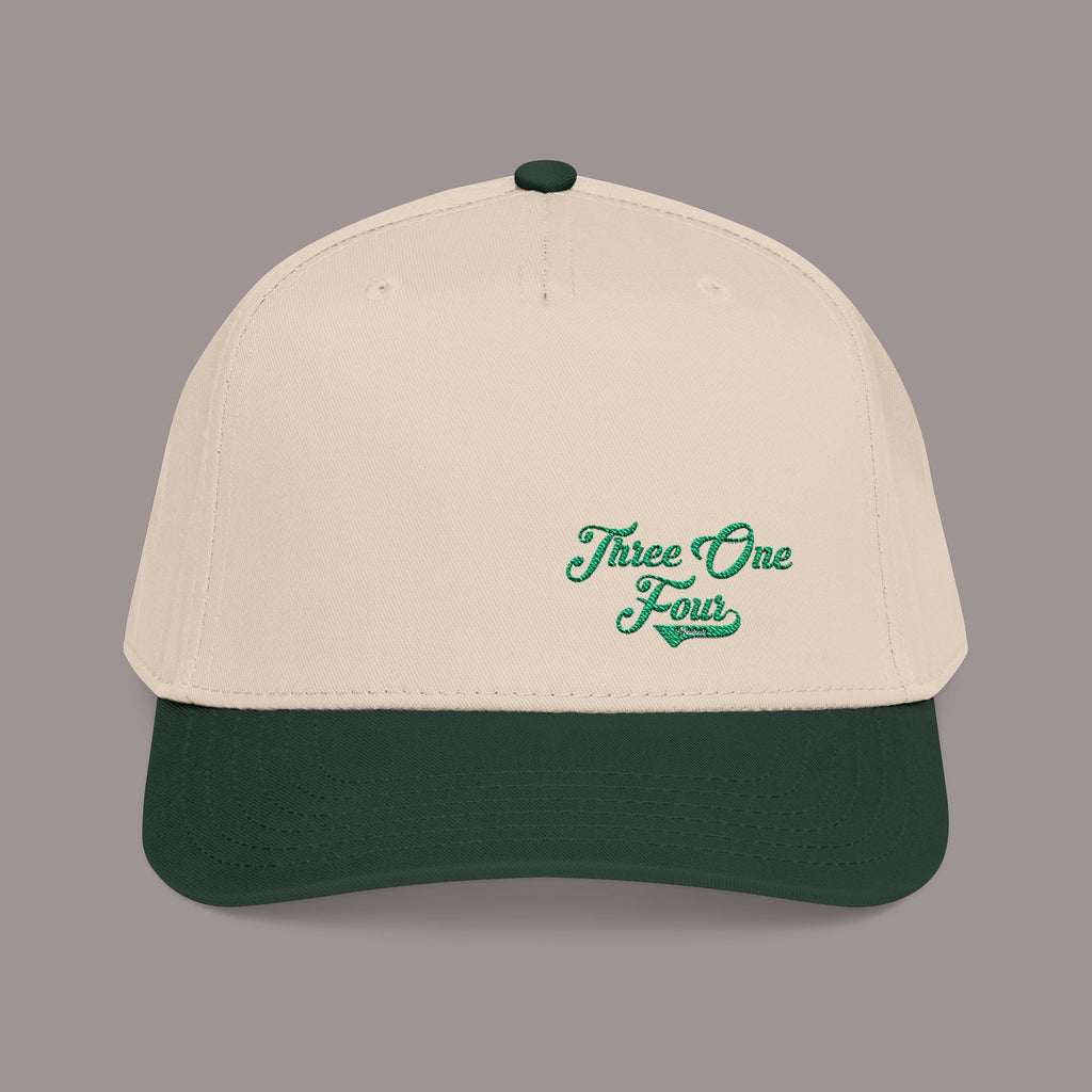 Green Mid Profile Baseball Cap — Casual Vintage Script Hat - 314 Originals
