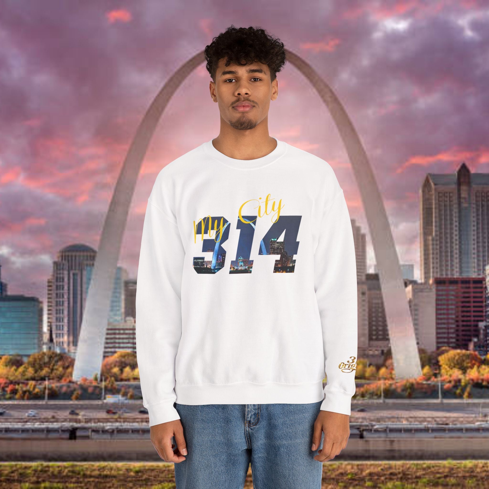 314 City Crewneck Sweatshirt — St. Louis Skyline Graphic - 314 Originals