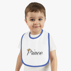 Prince Baby Bib — White Contrast Trim Jersey Bib with Crown Script - 314 Originals