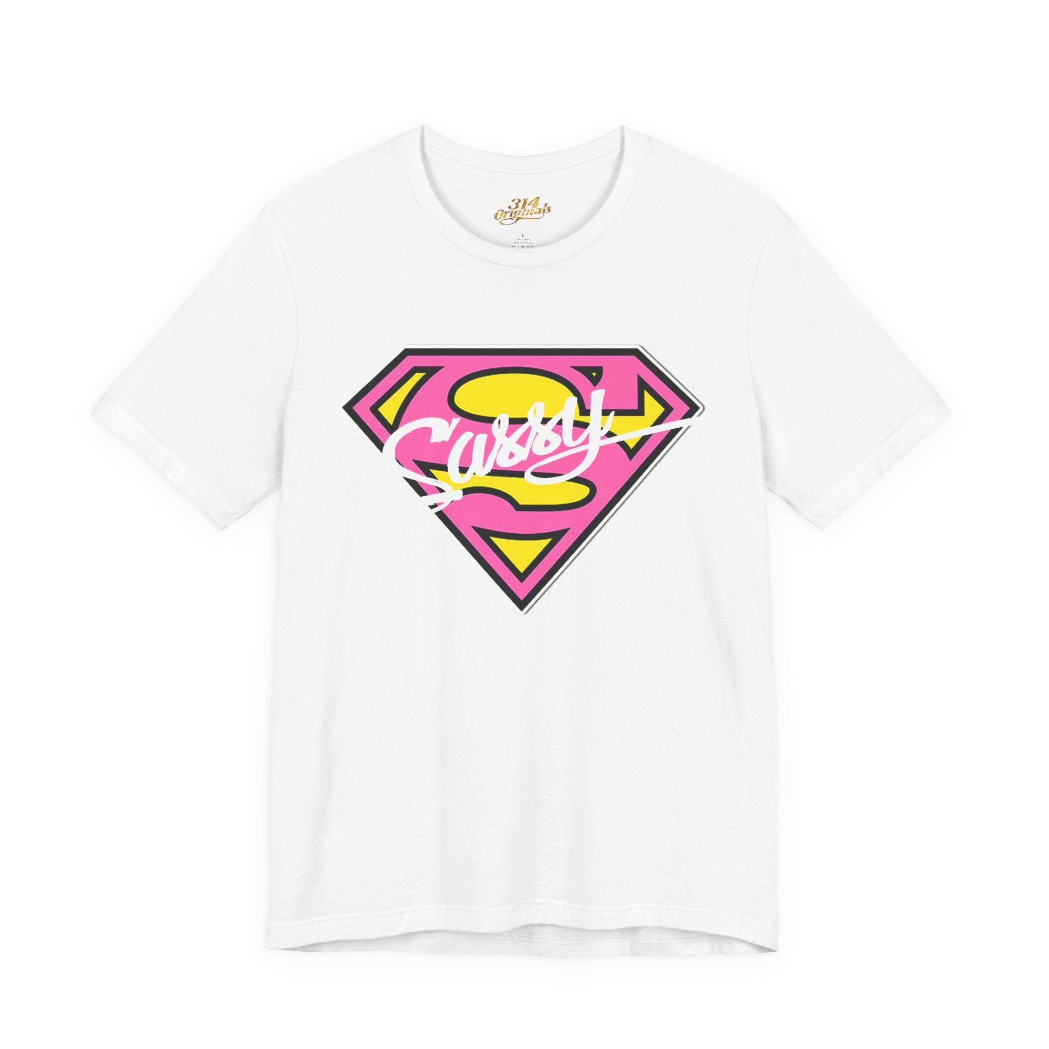 Super Sassy Tee — Pink & Yellow S Badge Graphic T-Shirt Printify T-Shirt  314 Originals