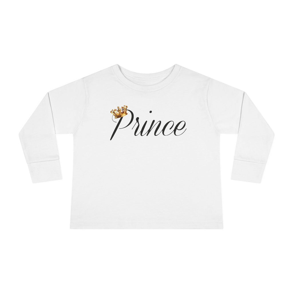 Prince Toddler Long Sleeve Tee — Gold Crown Script Printify Kids clothes  314 Originals