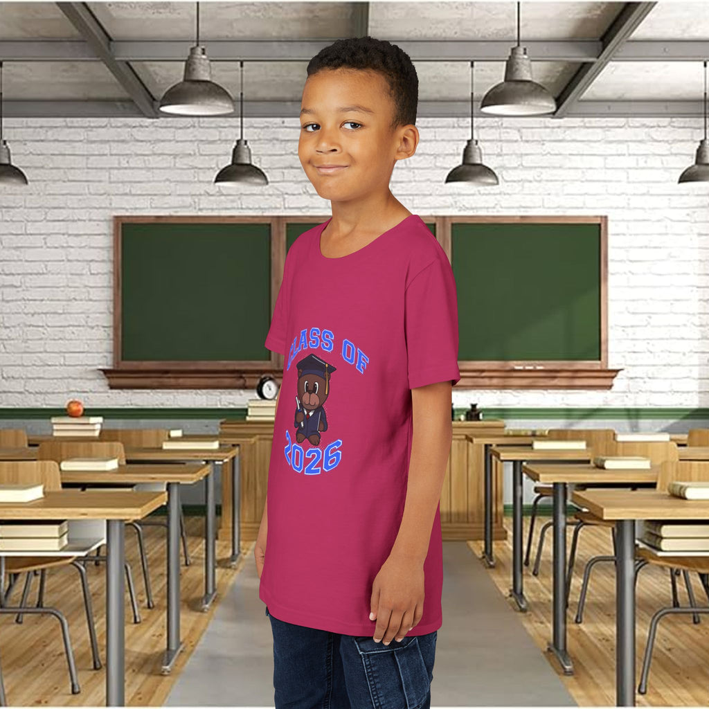 Class of 2026 Kids Graduation T‑Shirt — Cute Graduate Bear Youth Tee