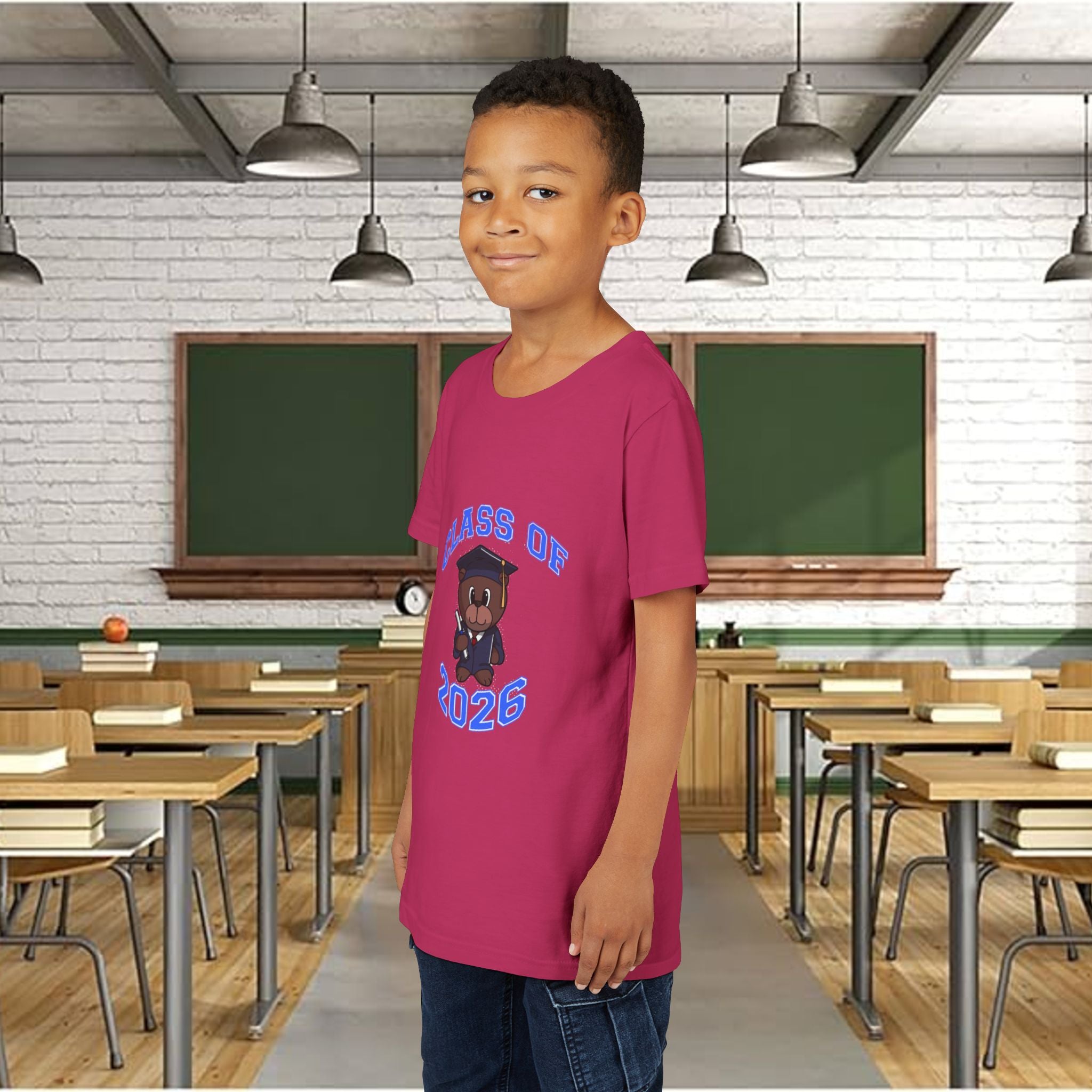 Class of 2026 Kids Graduation T‑Shirt — Cute Graduate Bear Youth Tee