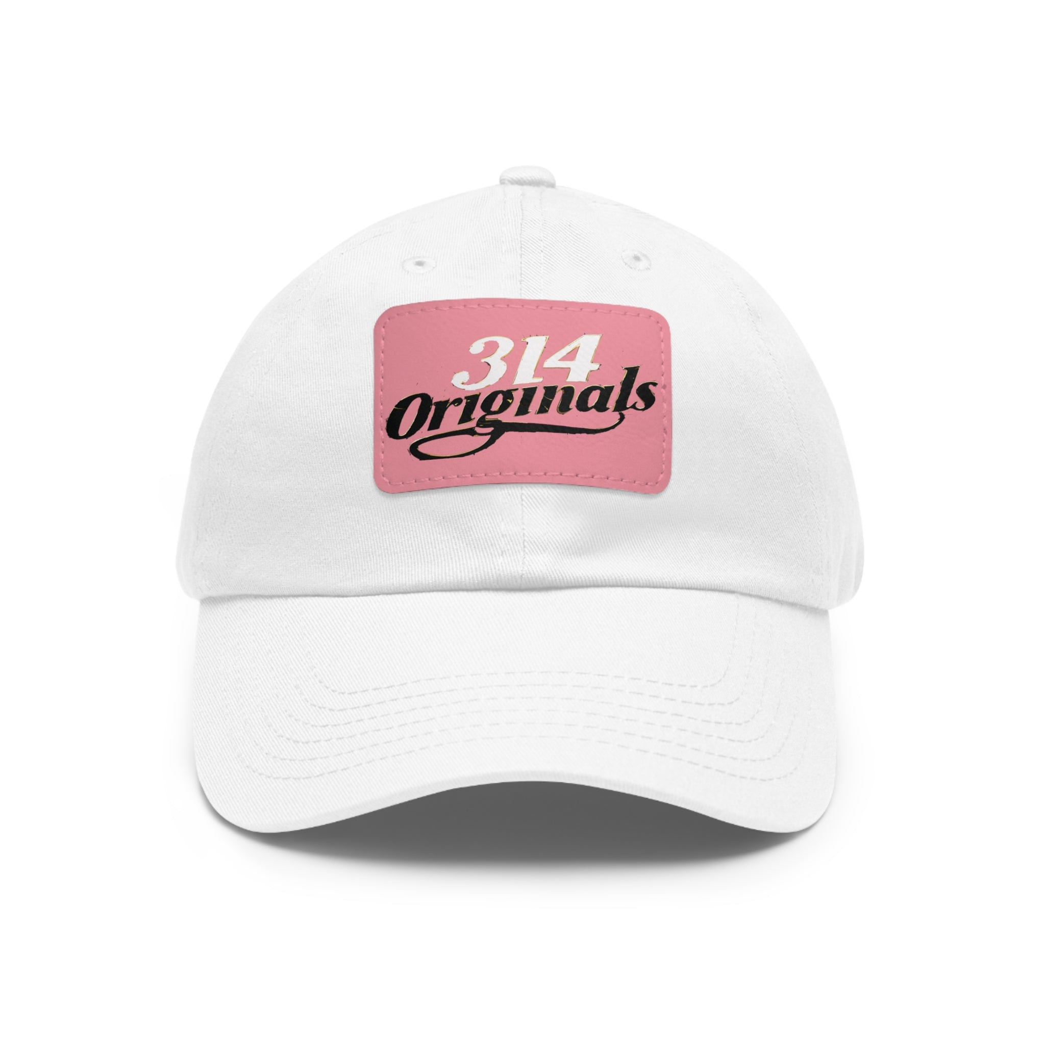 314 Originals Leather Patch Dad Hat — Retro Script Baseball Cap - 314 Originals