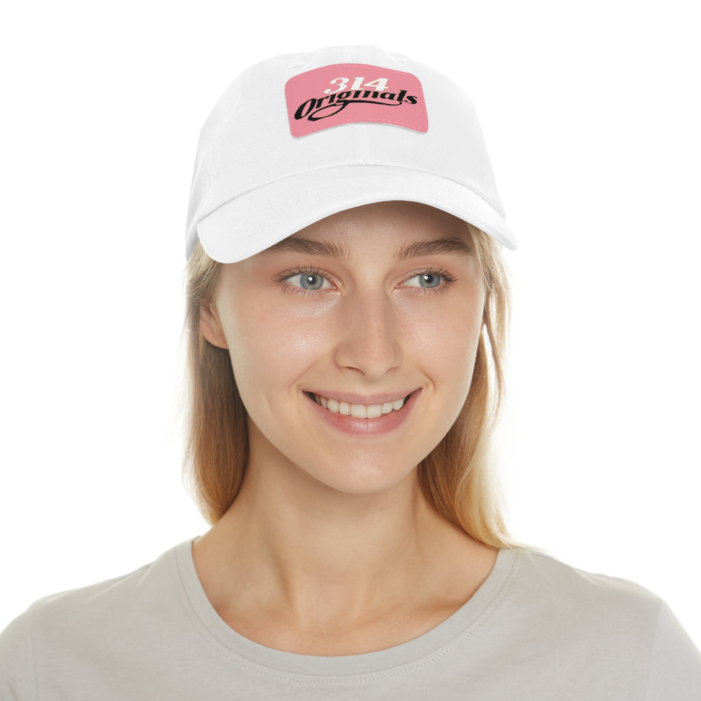 314 Originals Leather Patch Dad Hat — Retro Script Baseball Cap - 314 Originals