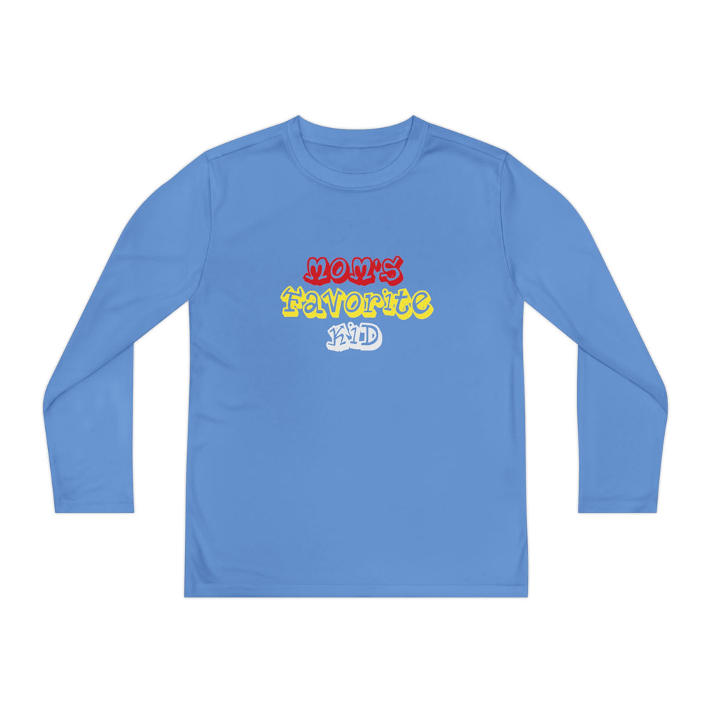"Mom's Favorite Kid" Youth Long Sleeve Tee —Colorful Retro Design - 314 Originals