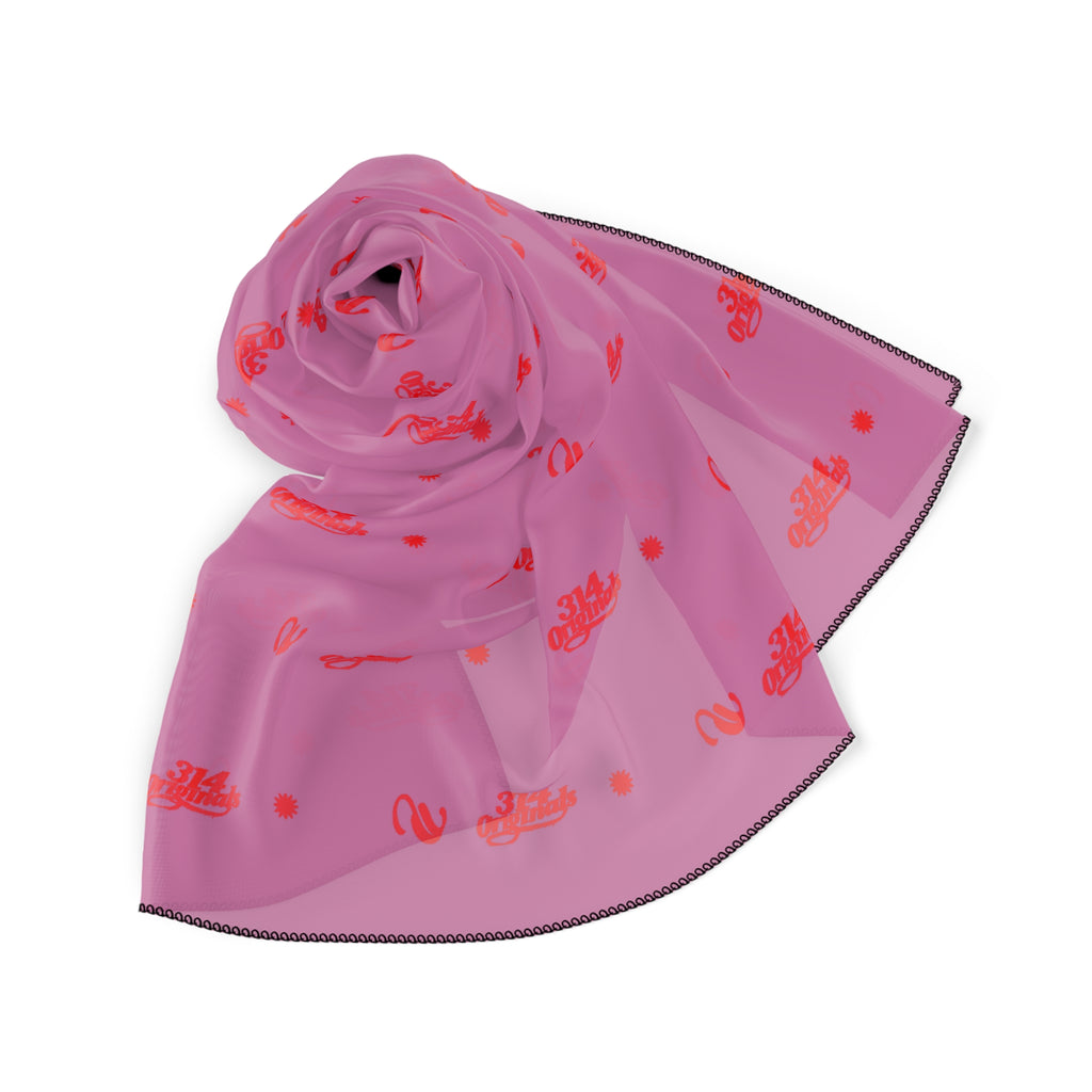 Pink and Red Logo Scarf - Script Pattern Polyester Scarf - 314 Originals