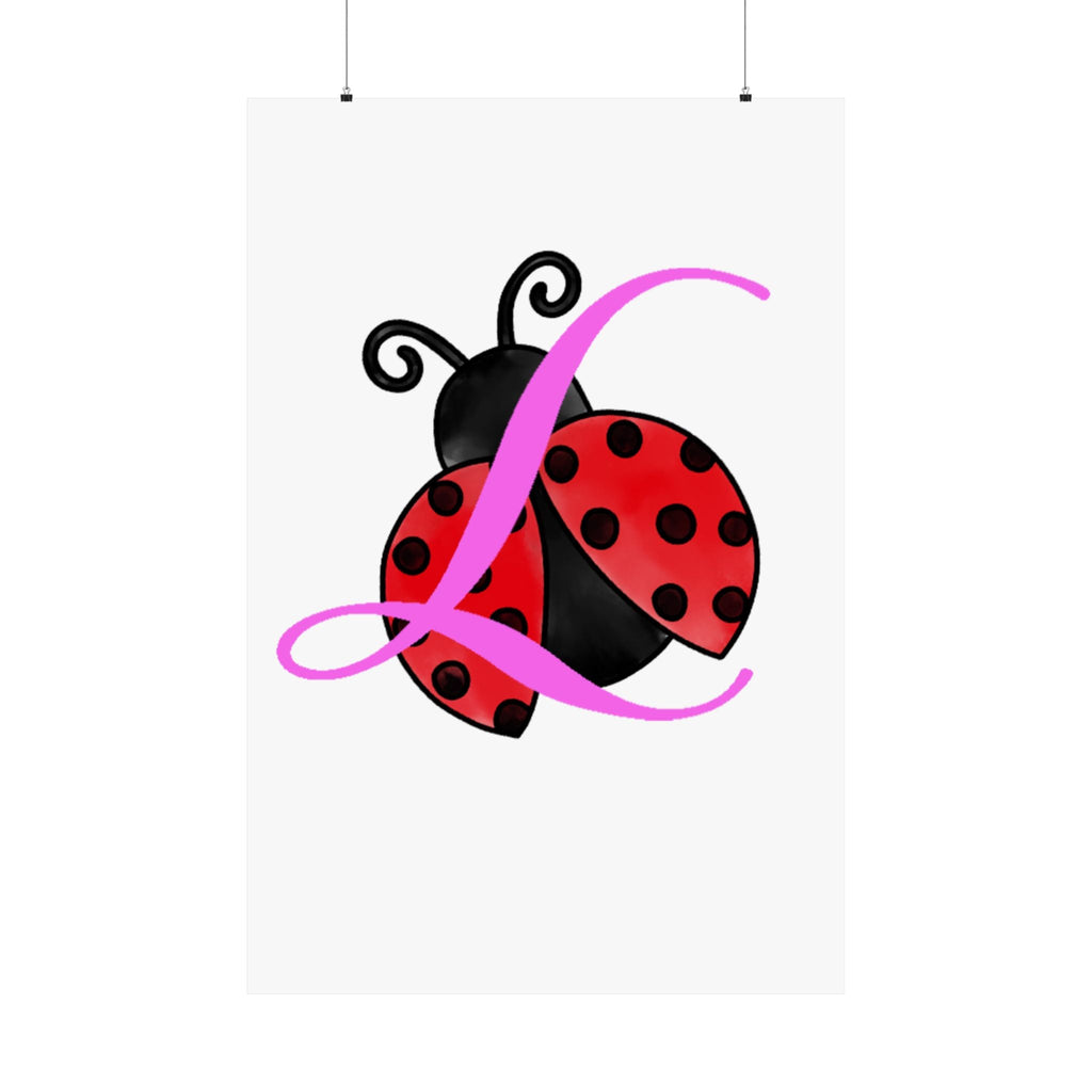 Ladybug Initial “L” Matte Poster — Cute Nursery Wall Art for Girls Printify Poster  314 Originals