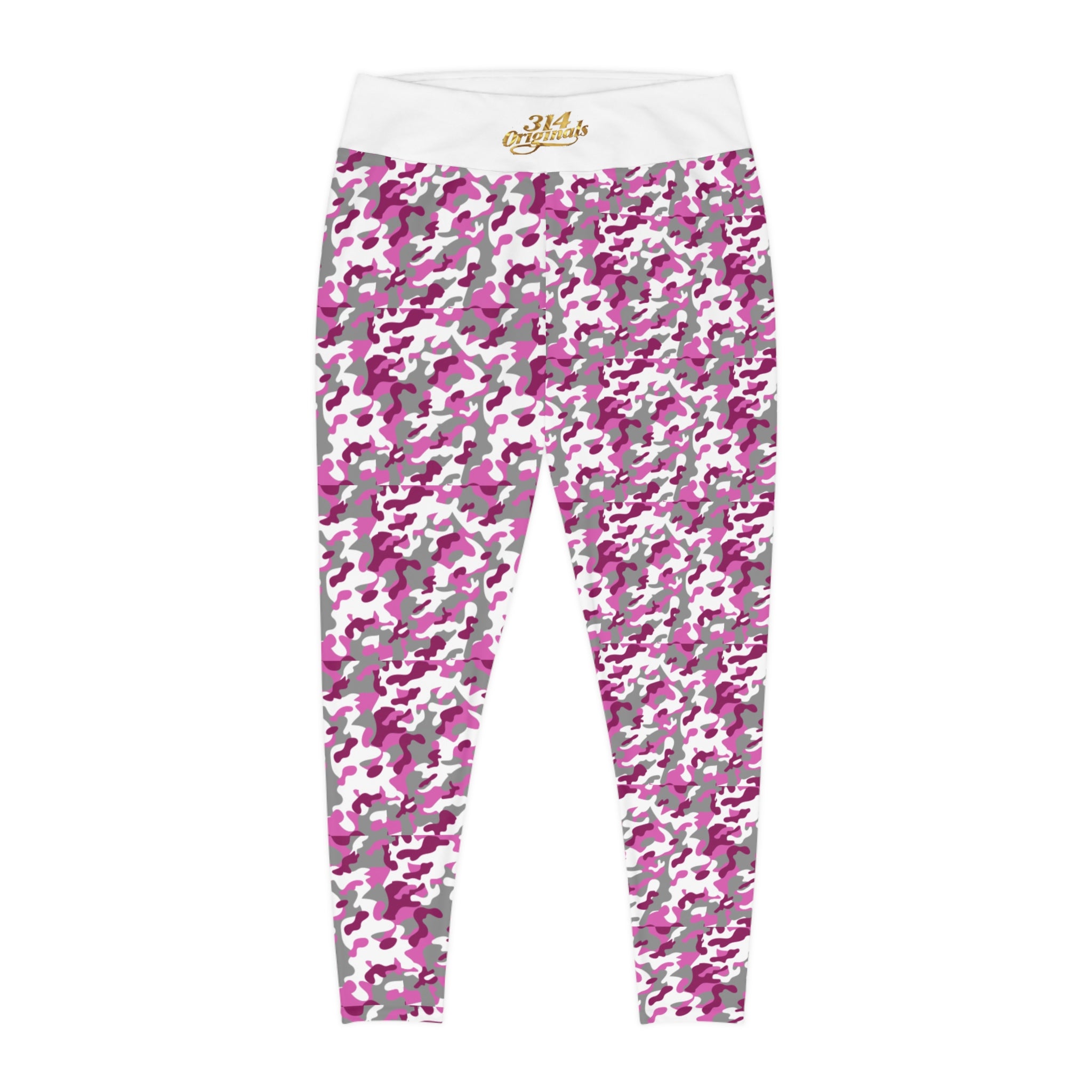 Pink Camo Plus Size Leggings — Subtle Side Script Graphic, Comfortable Everyday Activewear - 314 Originals