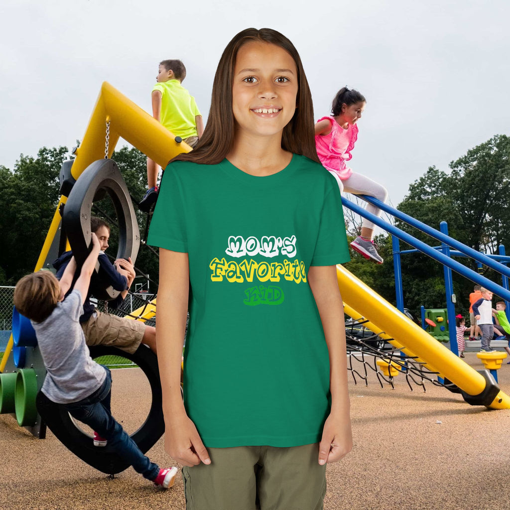 Girl's "Favorite Kid" Retro Yellow & Green Graphic T-Shirt