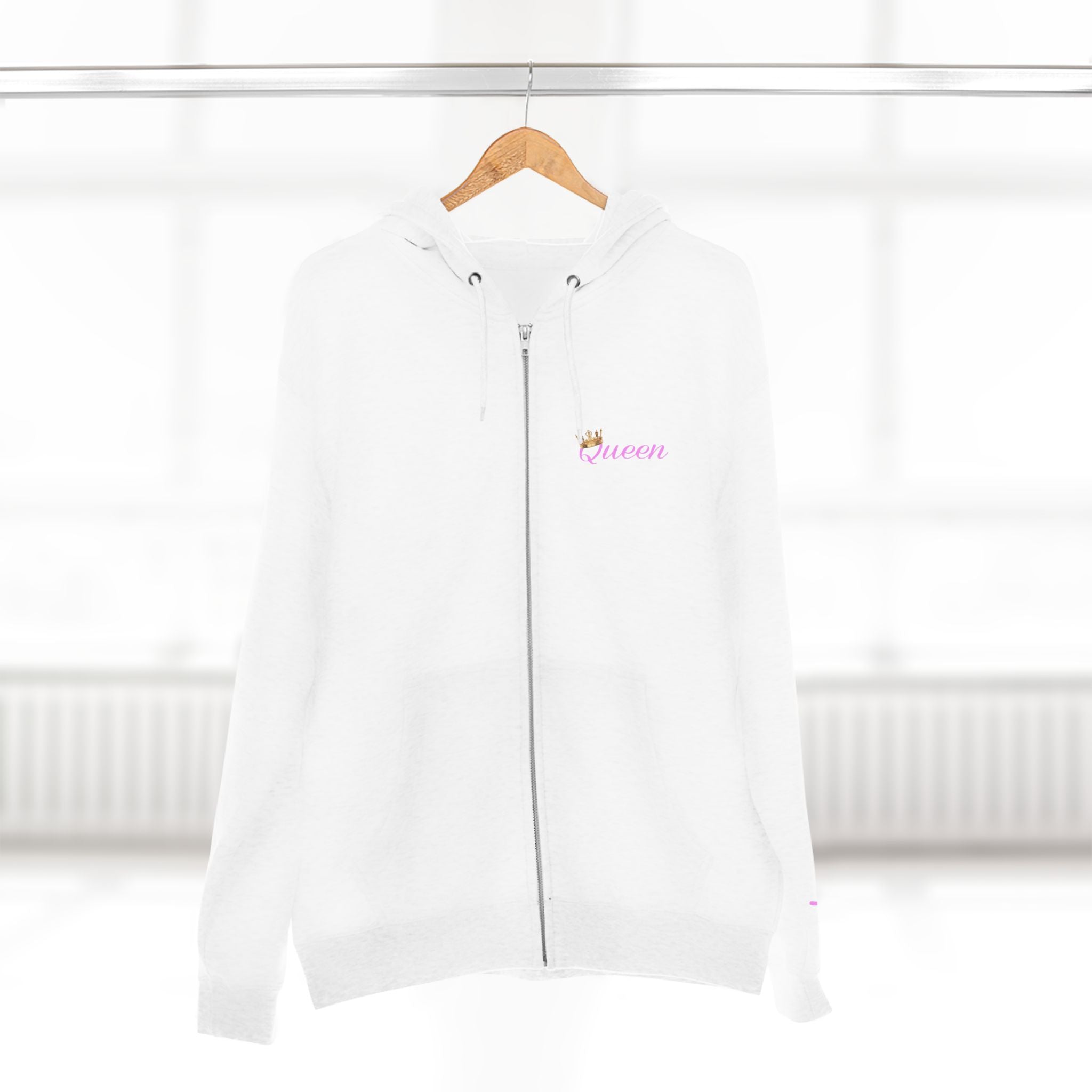 'Queen' Chest Logo Zip Hoodie — Women's Urban Streetwear Printify Hoodie  314 Originals