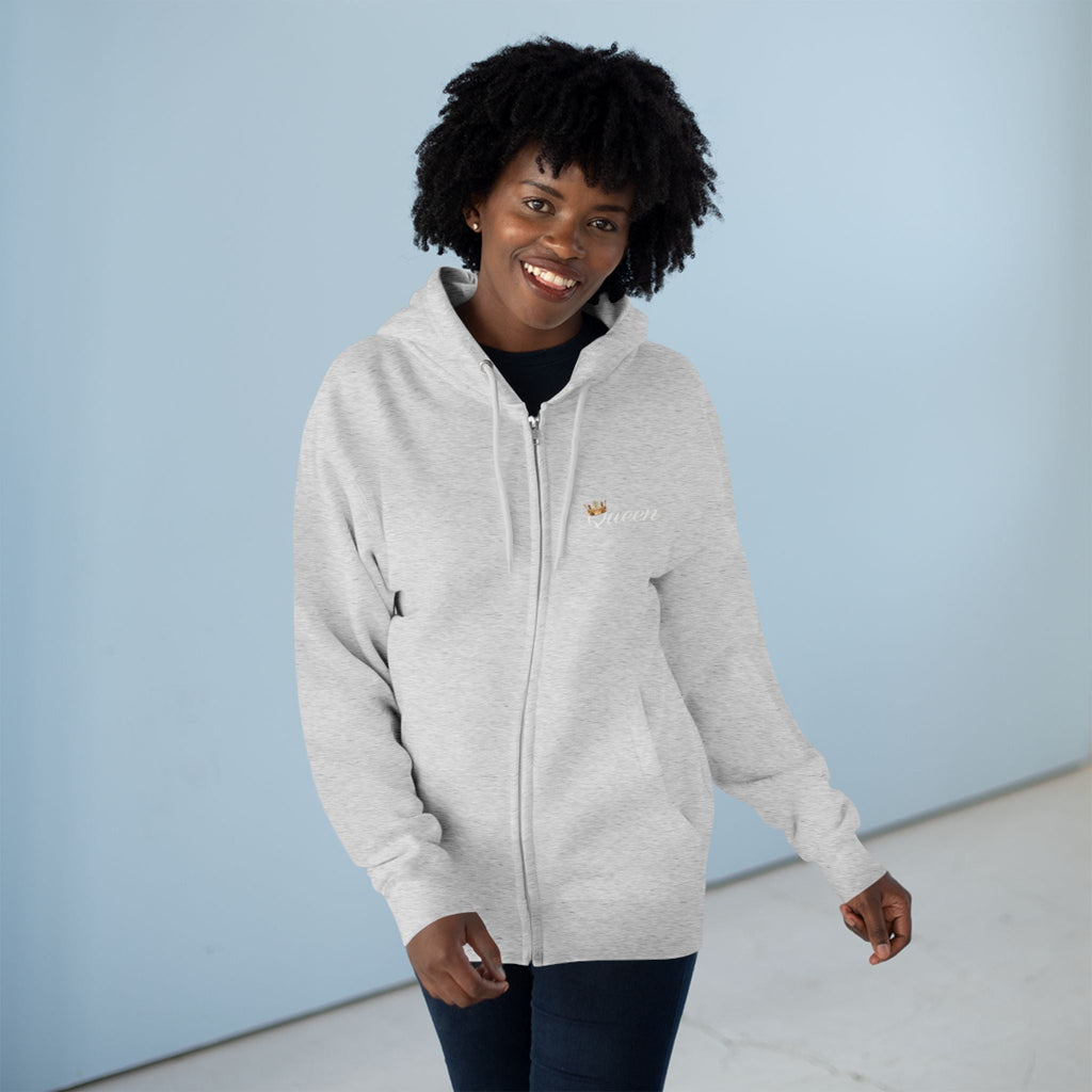 'Queen' Chest Logo Zip Hoodie — Women's Urban Streetwear Printify Hoodie  314 Originals