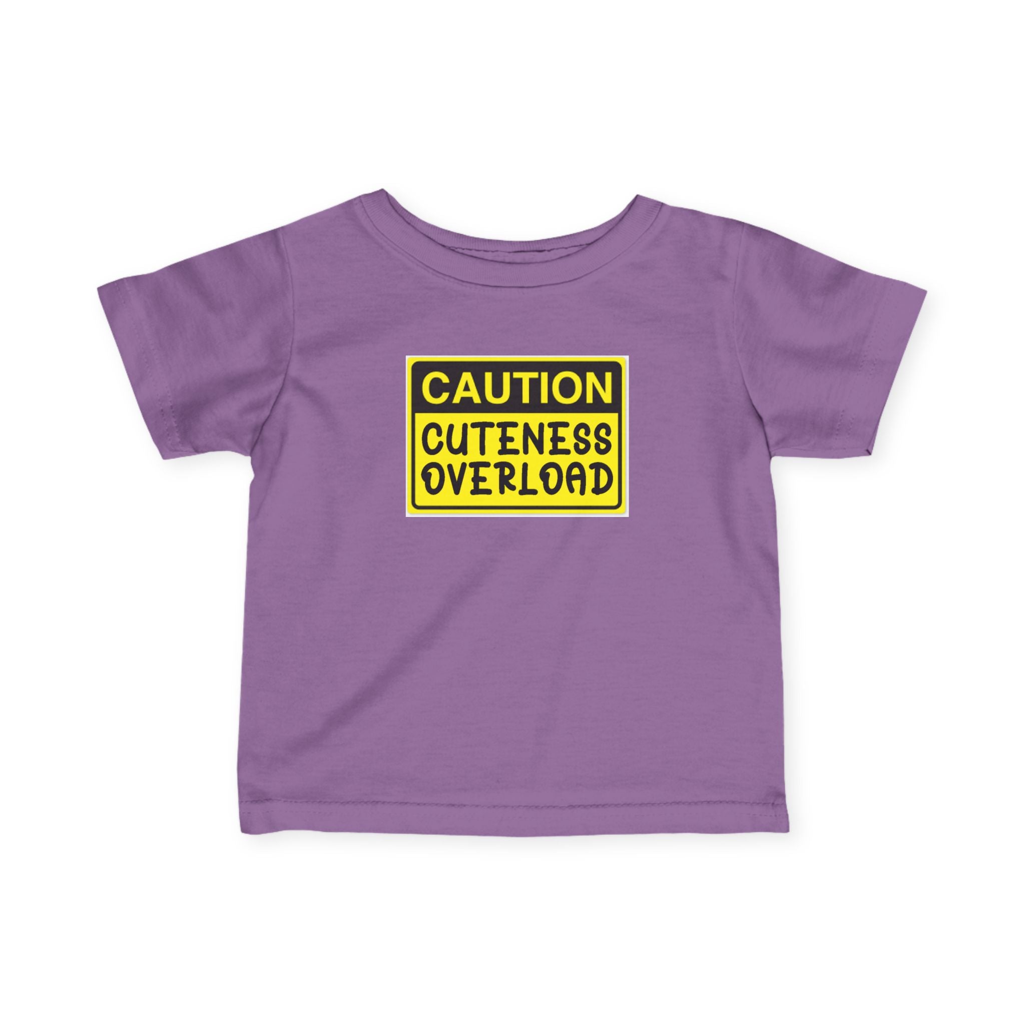 "Caution: Cuteness Overload" —  Baby T‑Shirt (Yellow Warning Sign) - 314 Originals