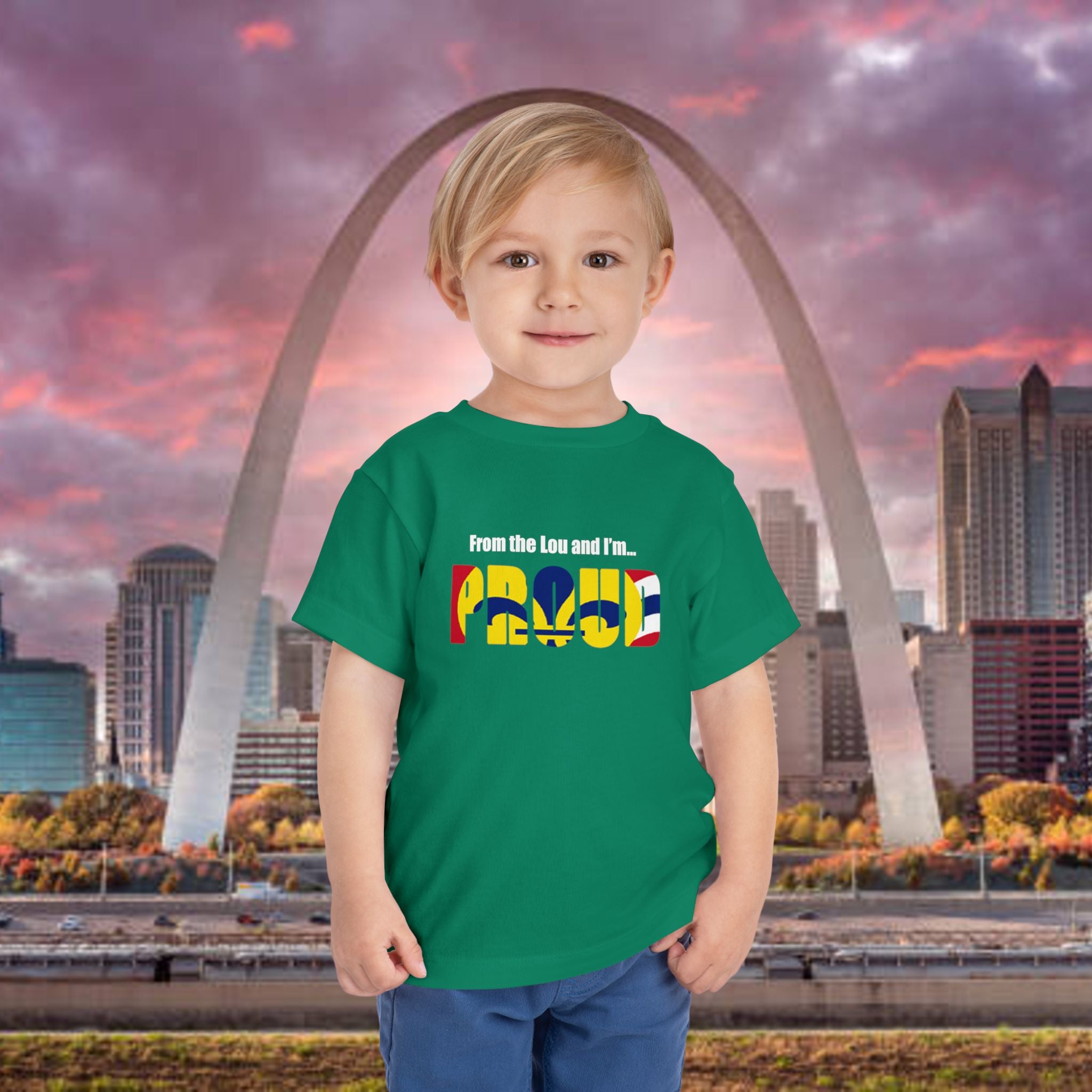 Toddler Tee — "From the Lou and I’m... Proud" St. Louis Flag Kids Shirt - 314 Originals