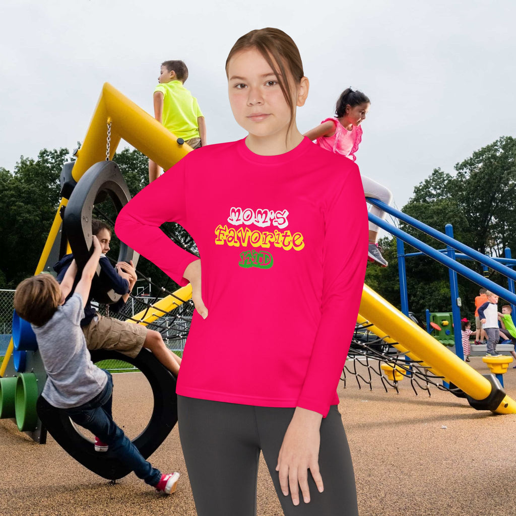 "Mom's Favorite Kid" Youth Long Sleeve Tee —  Retro Graphic