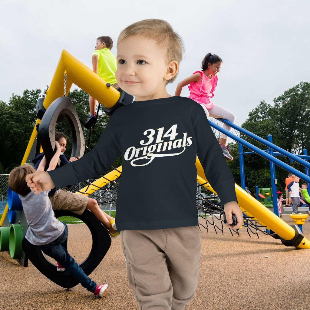 Toddler Long Sleeve Tee — "314 Originals" Retro Script Kids Shirt - 314 Originals
