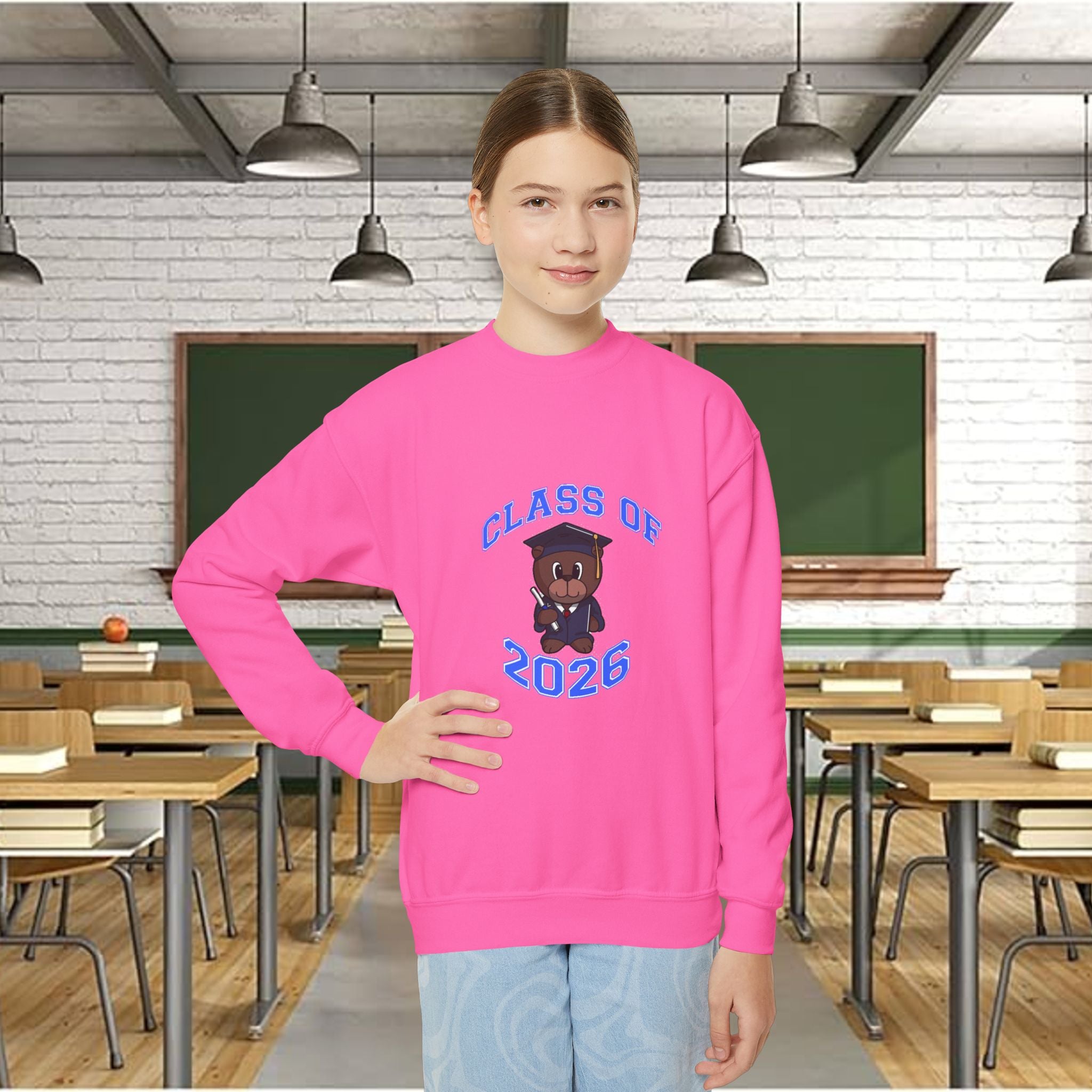Class of 2026 Youth Crewneck Sweatshirt – Graduation Bear Design