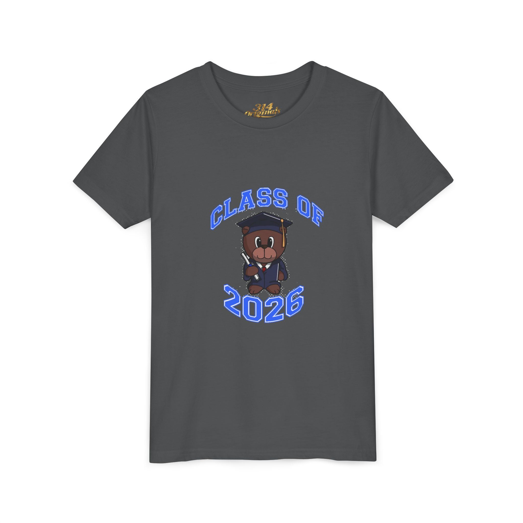 Class of 2026 Kids Graduation T‑Shirt — Cute Graduate Bear Youth Tee
