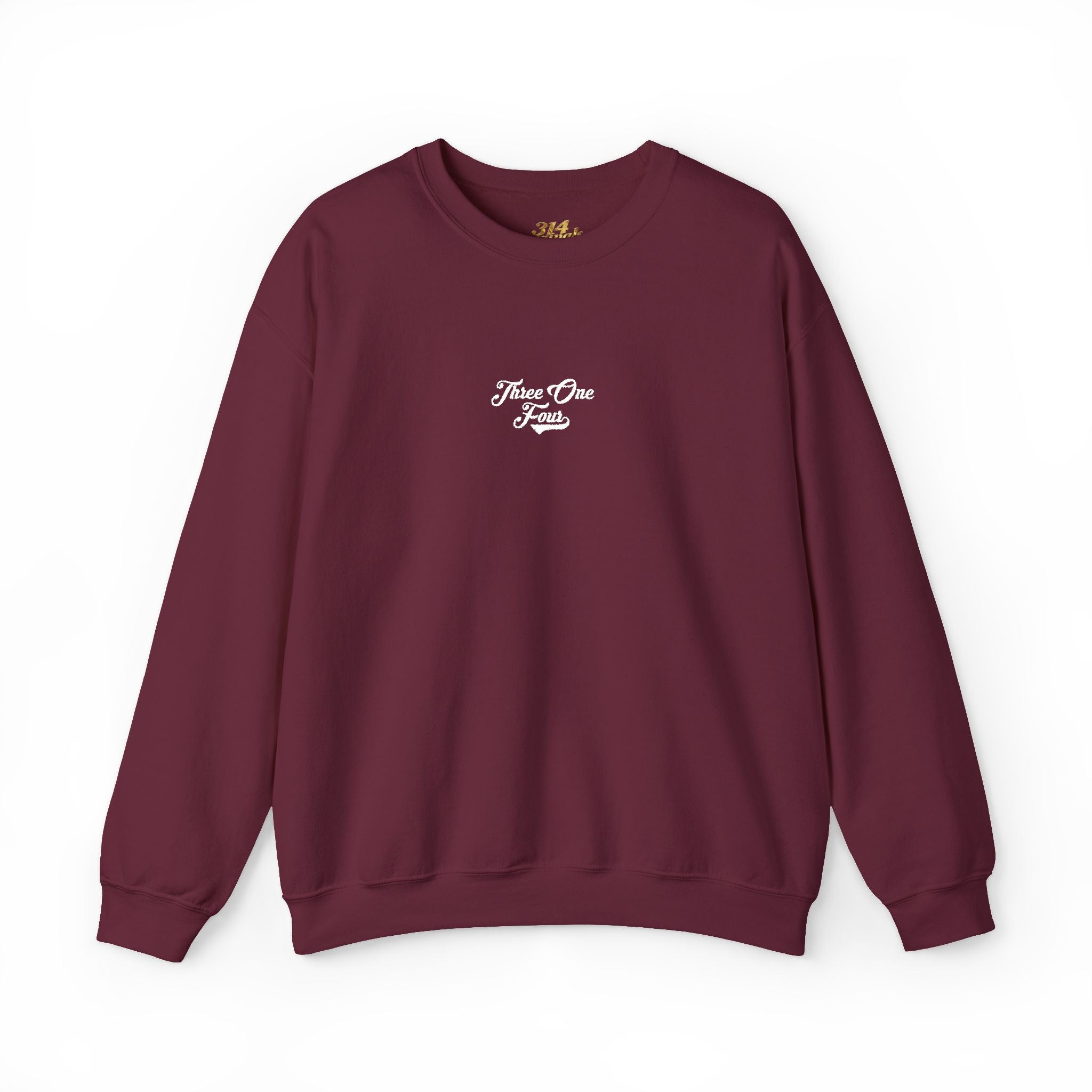 Three One Four Crewneck Sweatshirt — Minimal Script Chest Logo - 314 Originals