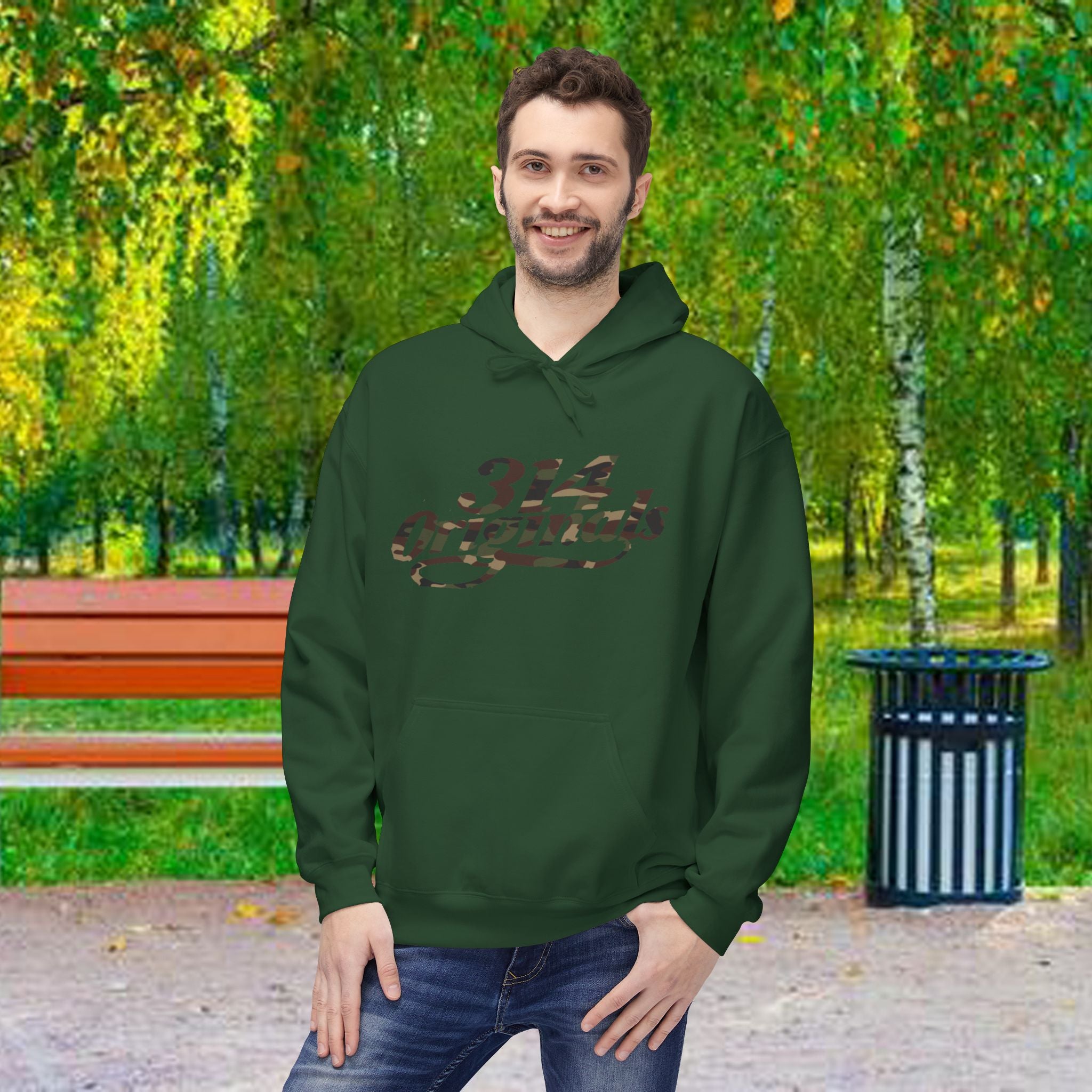 314 Originals Camo Hoodie — Retro Script Logo Pullover - 314 Originals